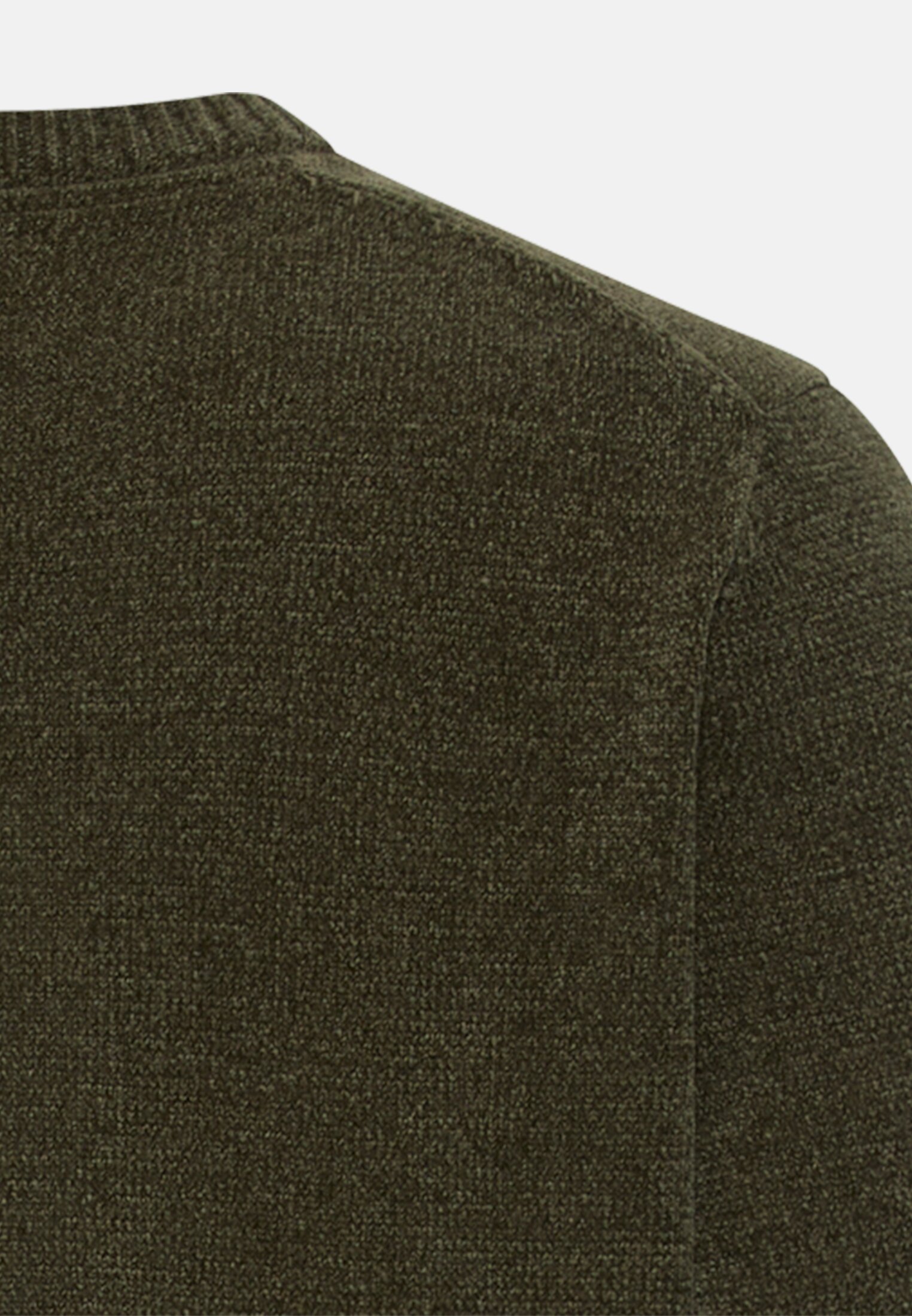 Men Sweater with side knit insert Olive Green close back