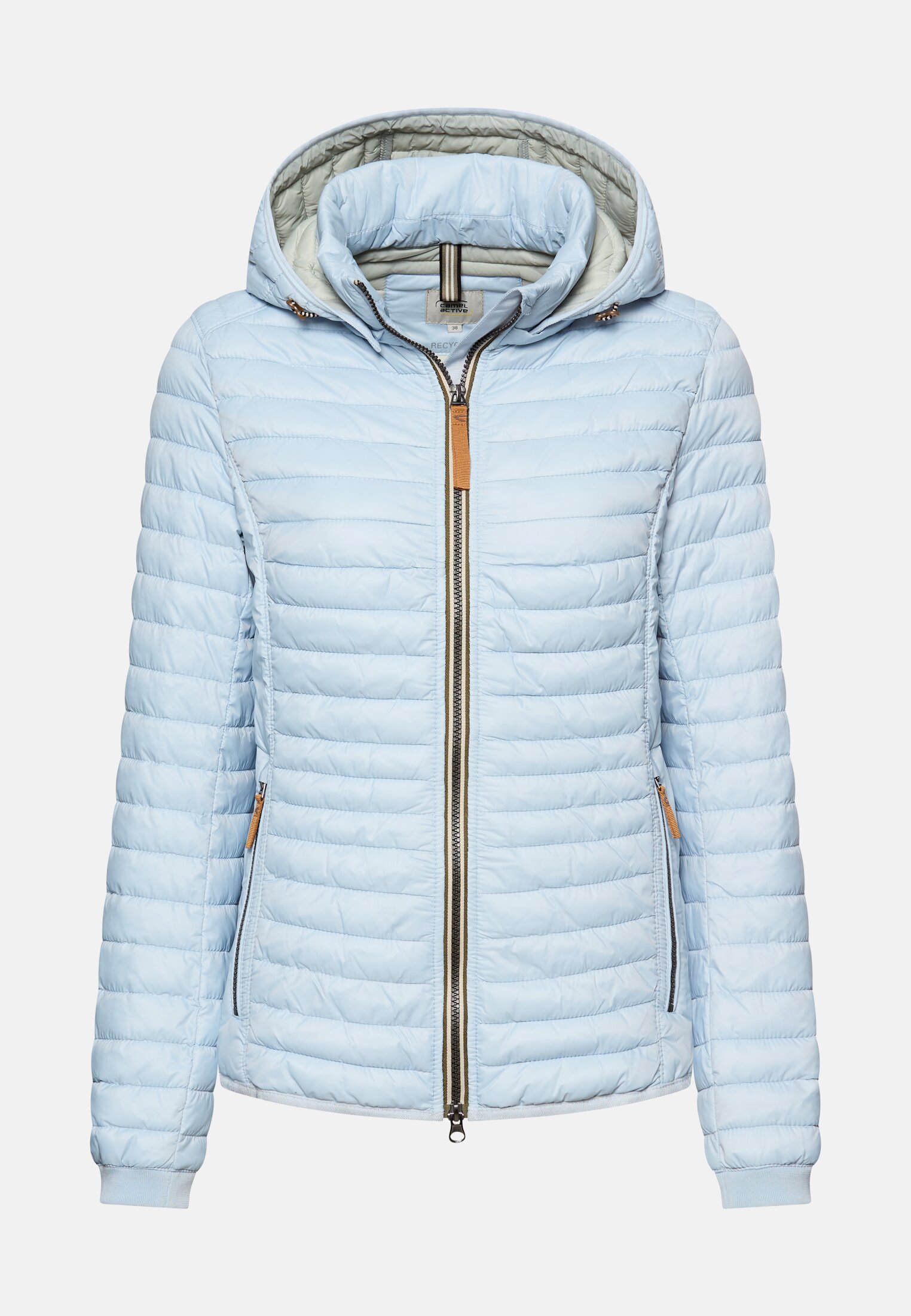 Damen Leichte Steppjacke aus recyceltem Polyamid Hellblau frontal vorn