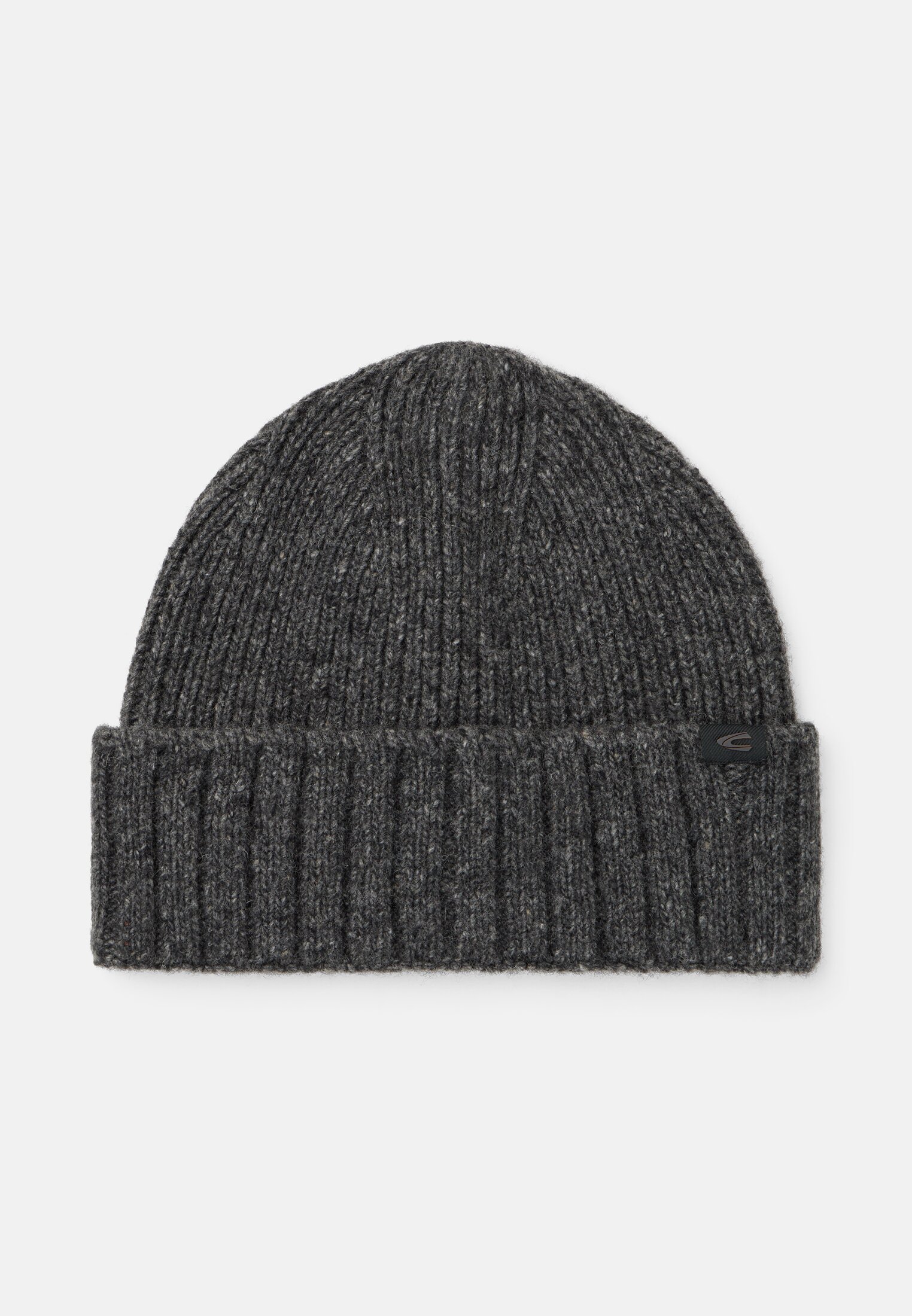 Men Warm knit hat with cuff Graphite grey frontal front