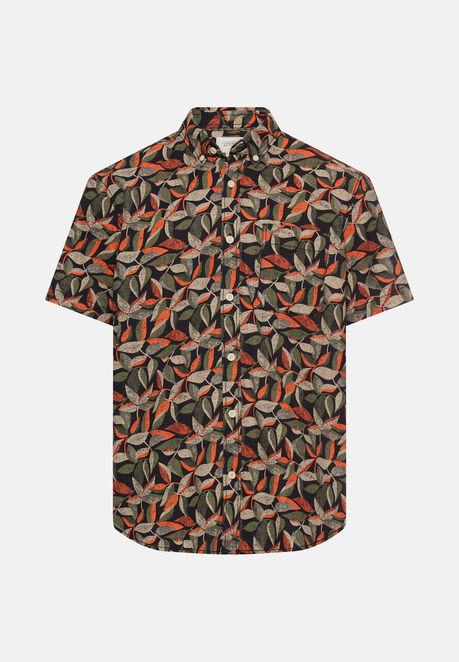 Men Short-sleeved shirt made of pure cotton Orange frontal front