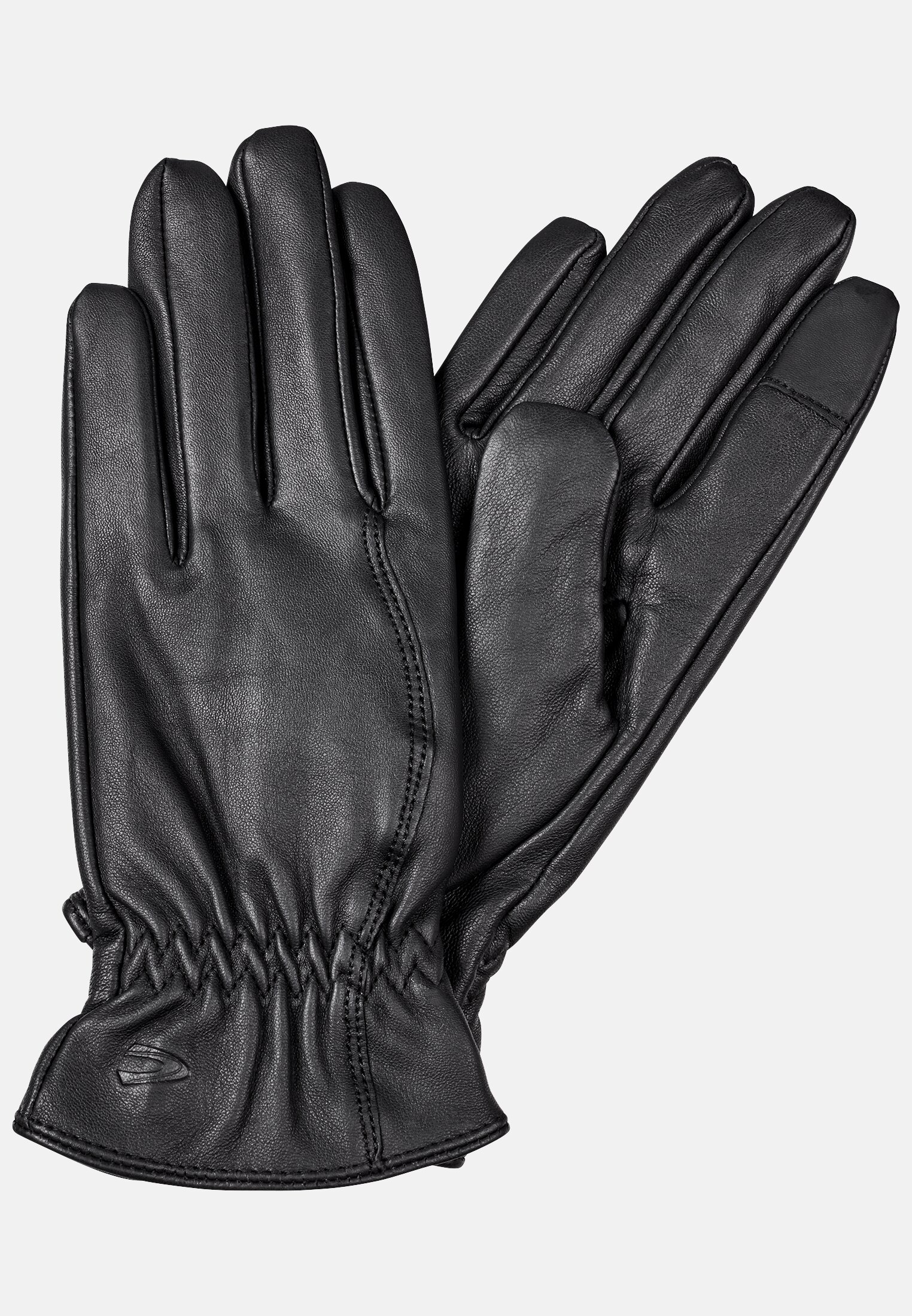 Women Leather gloves with light knitted lining Black frontal front