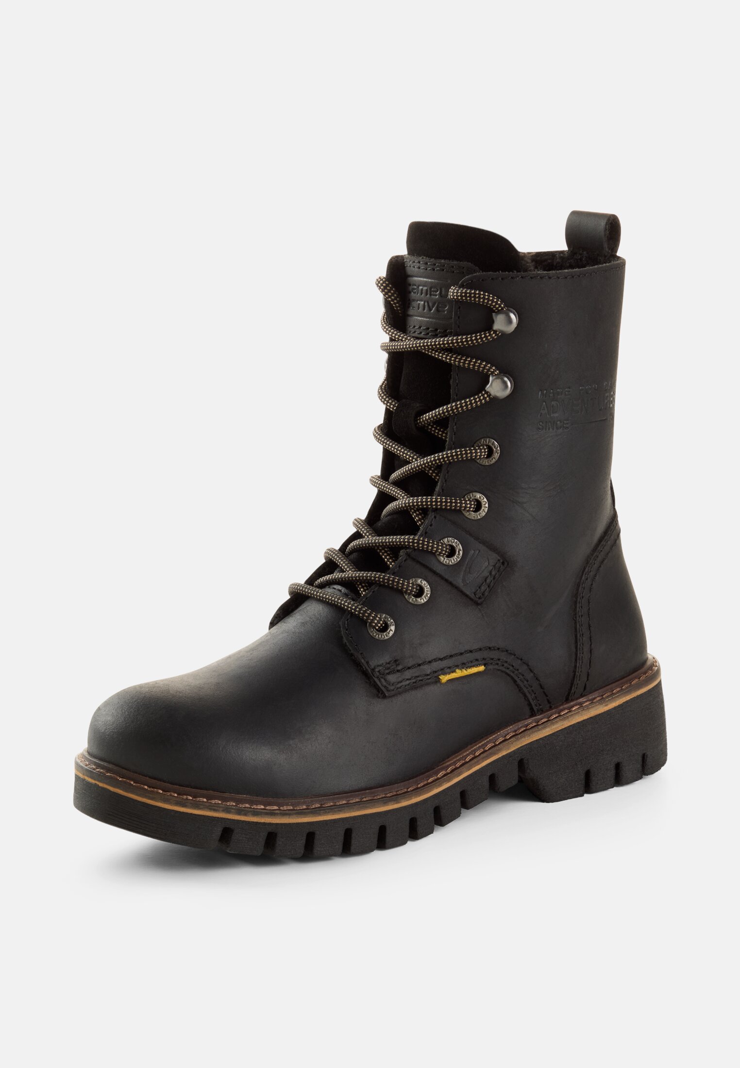 Damen Stiefelette aus echtem Leder Schwarz frontal hinten