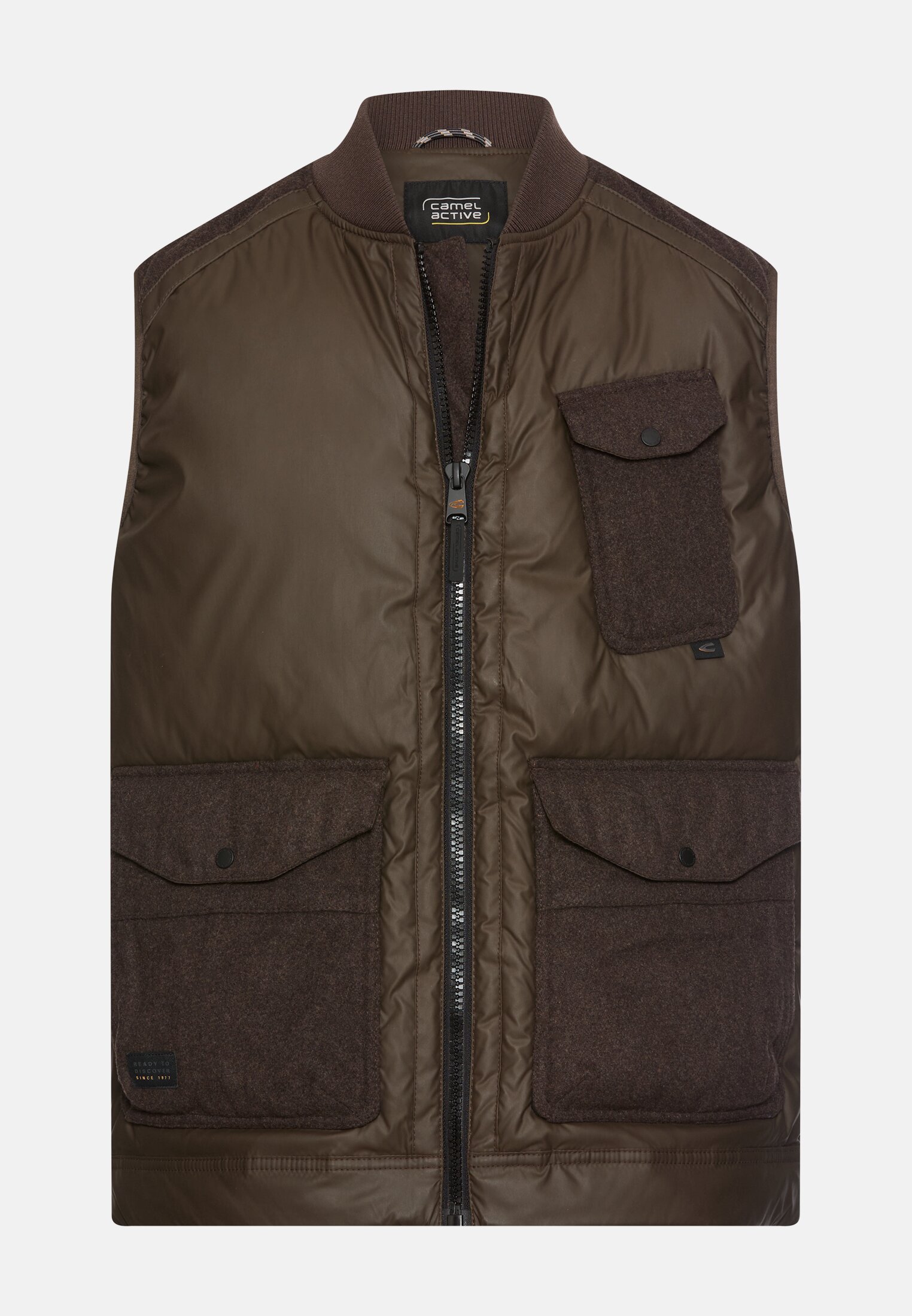 Herren Gefütterte Weste mit aufgesetzen Taschen Braun frontal vorn