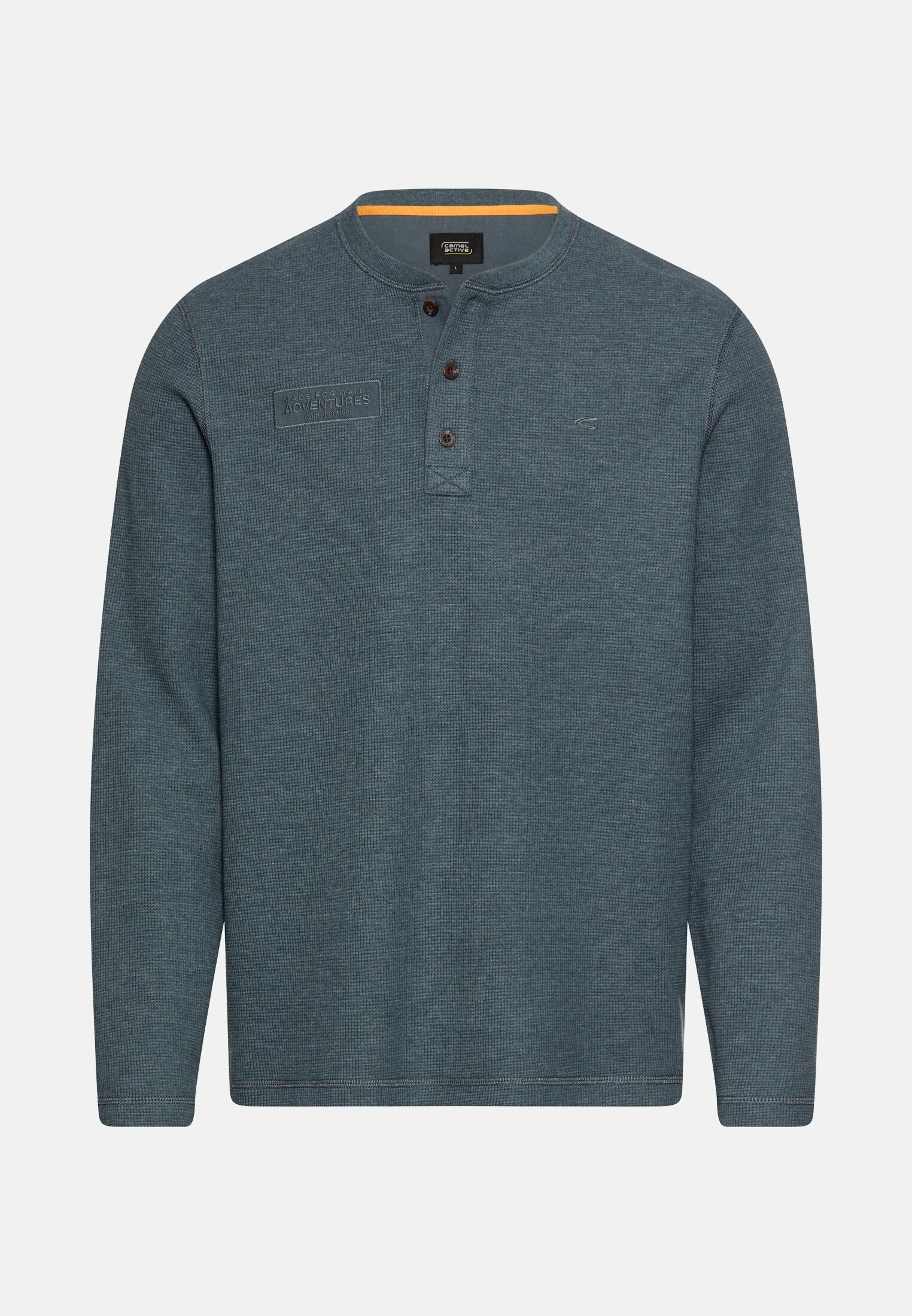 Herren Henley-Shirt aus Organic Cotton Tintenblau frontal vorn