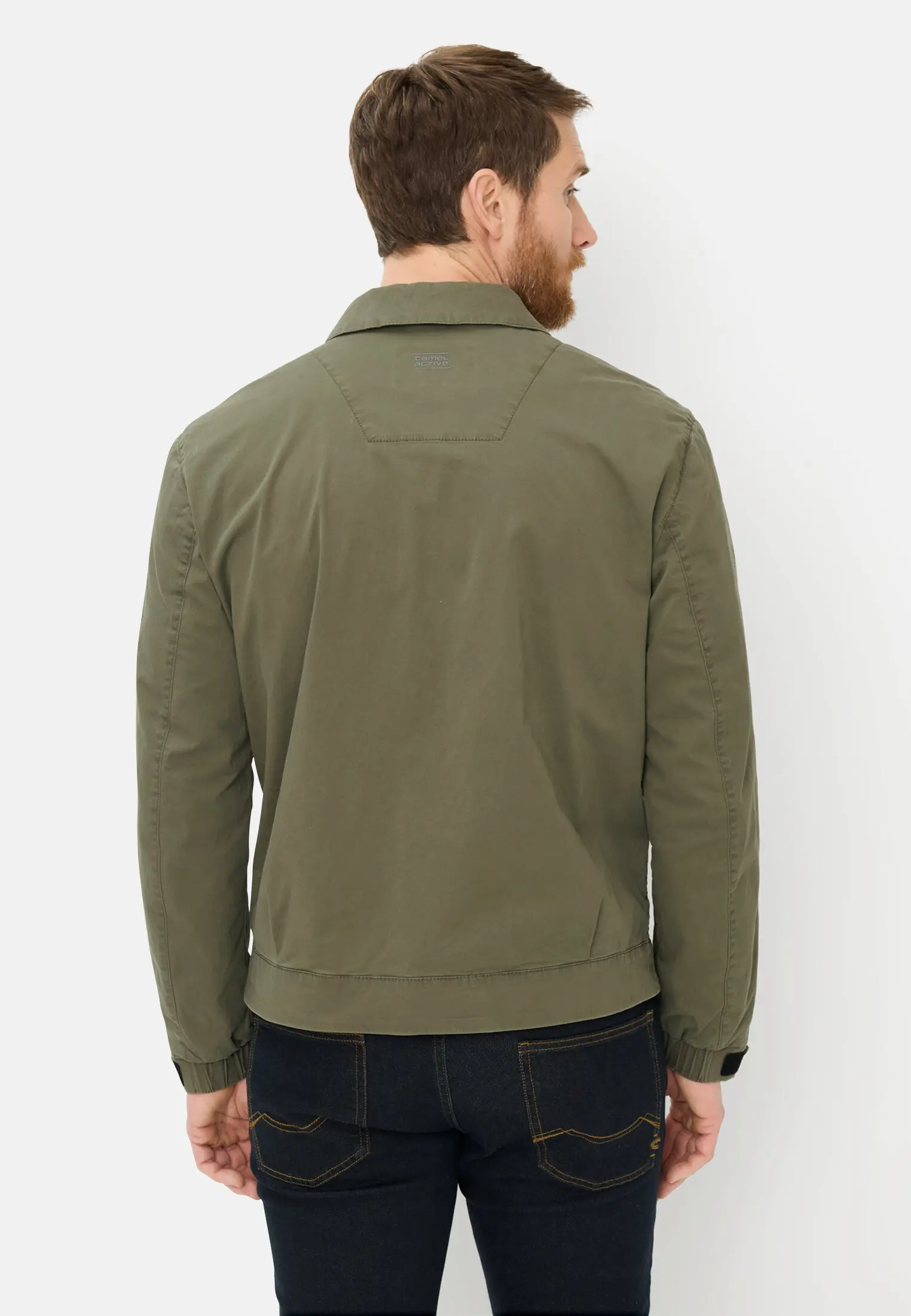 Men Blouson with inside pockets Olive Green worn back