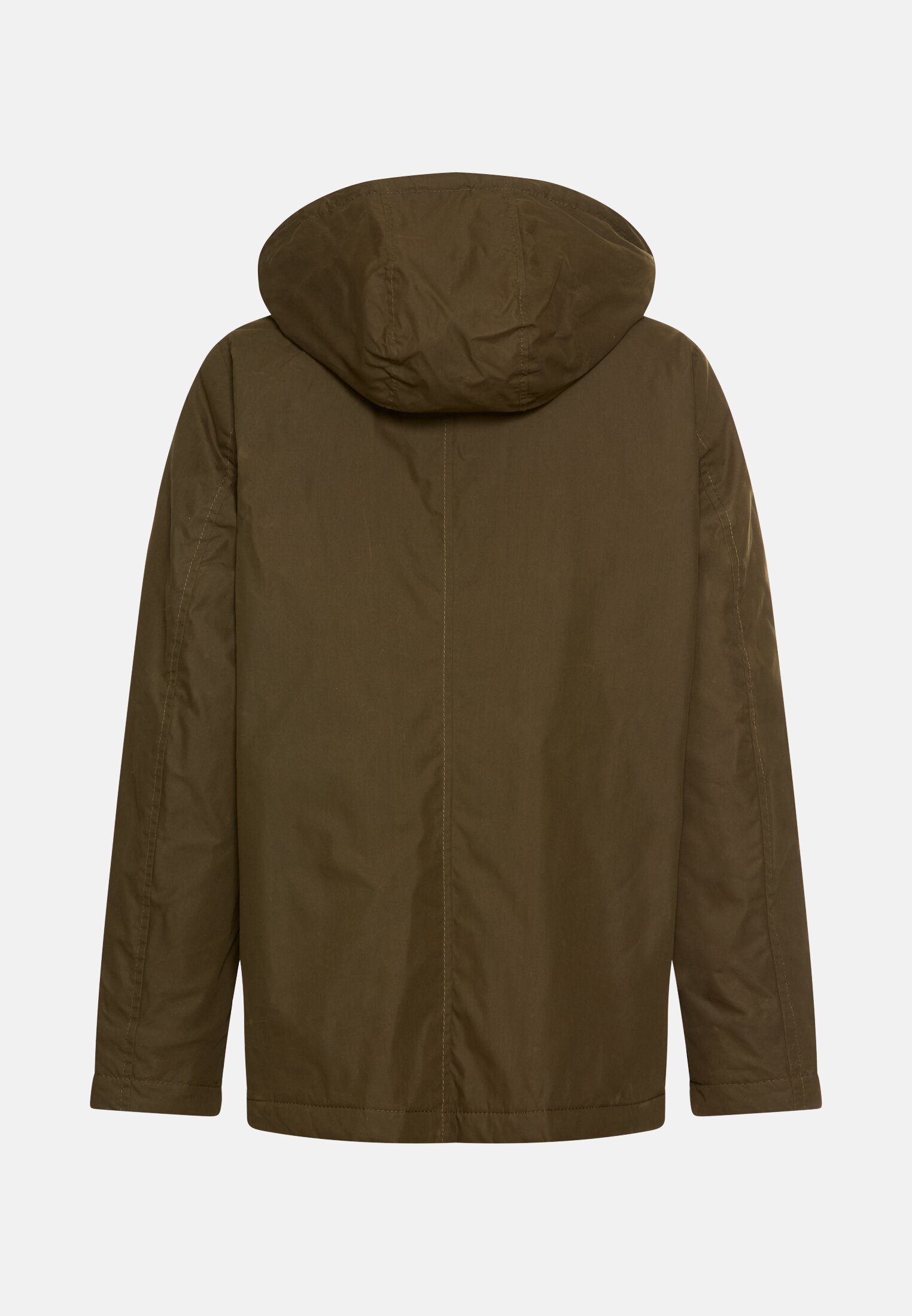 Women Outdoor Jacket with removable hood and corduroy collar Dark Khaki frontal back