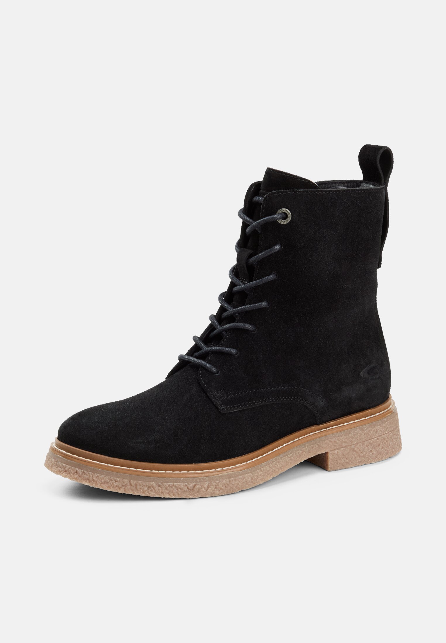 Damen Stiefelette aus echtem Leder Schwarz frontal hinten