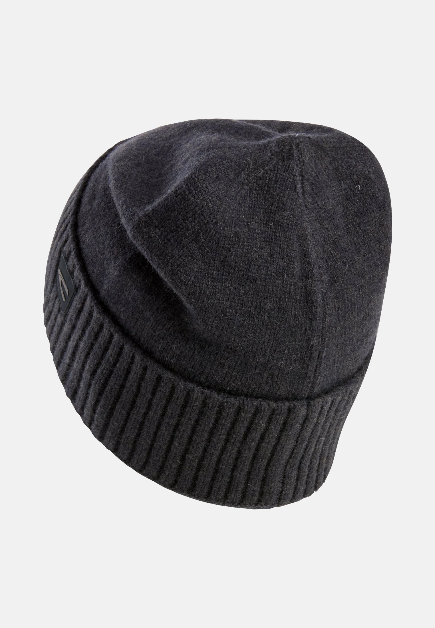 Herren Beanie aus reiner Wolle Schwarz frontal hinten