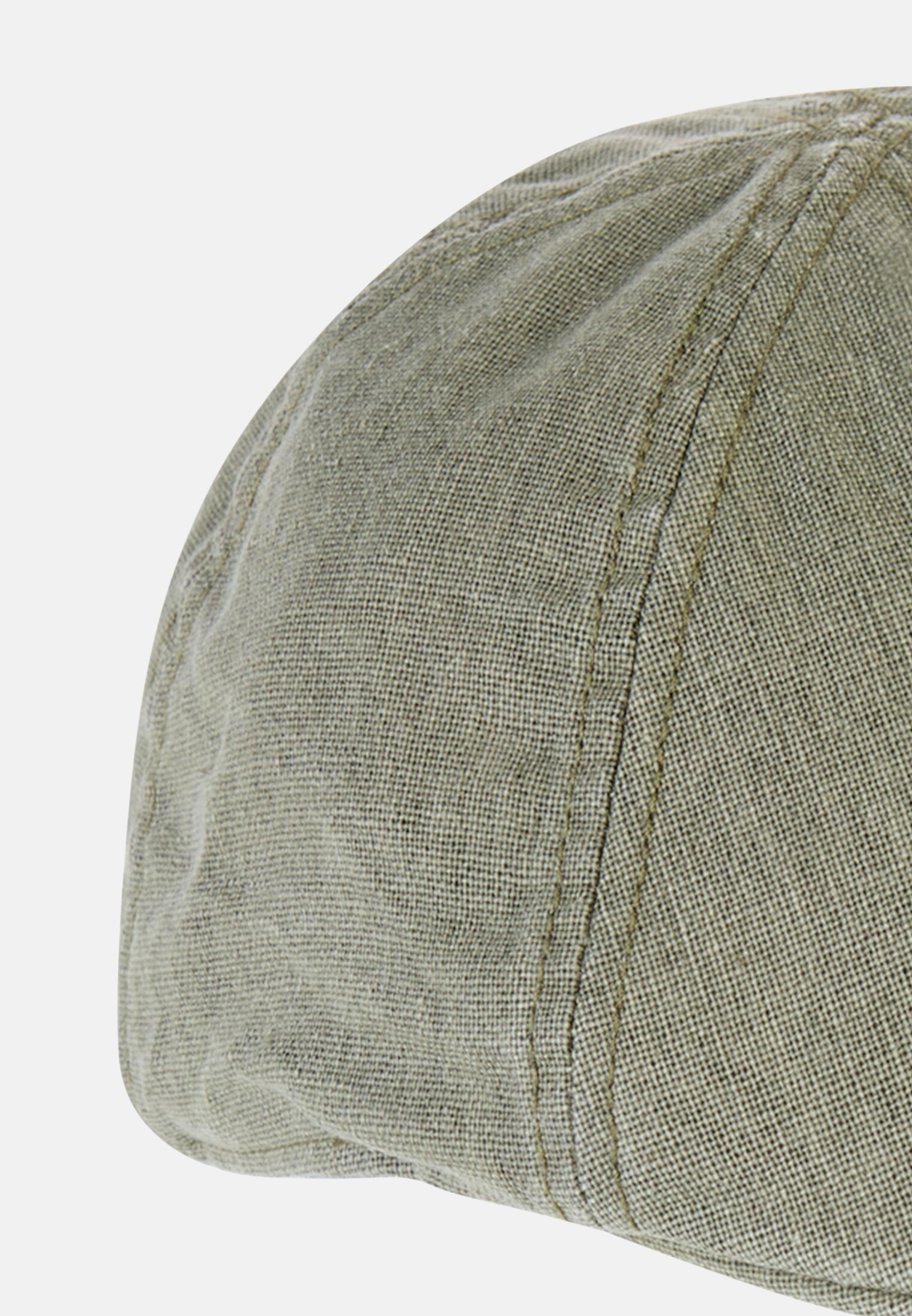 Heren Platte pet met elastiek Khaki front dichtbij