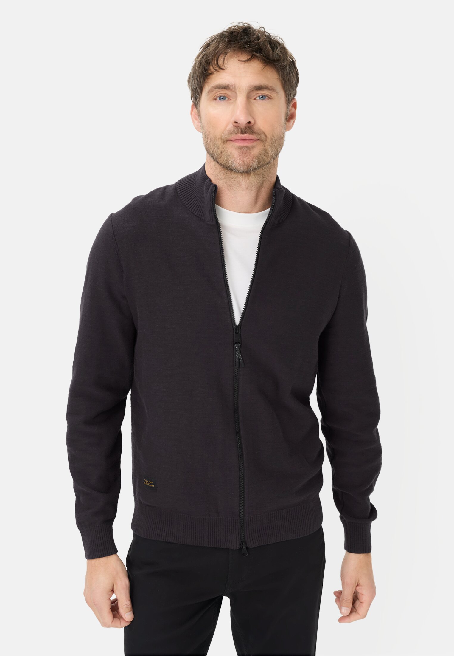 Heren Gebreid vest van puur katoen Donkerblauw gedragen voor