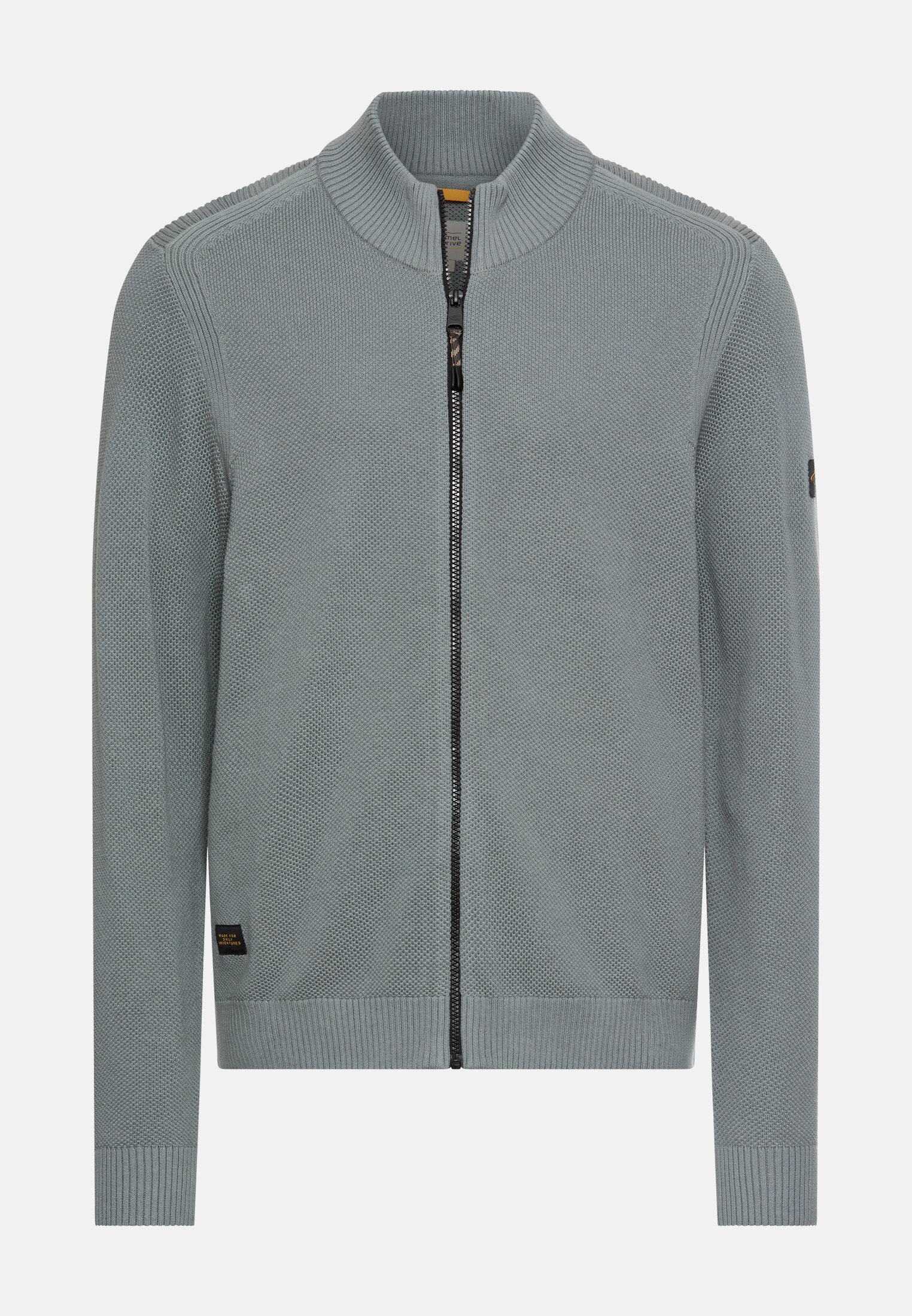 Heren Gebreid vest met opstaande kraag Blauw frontaal voor