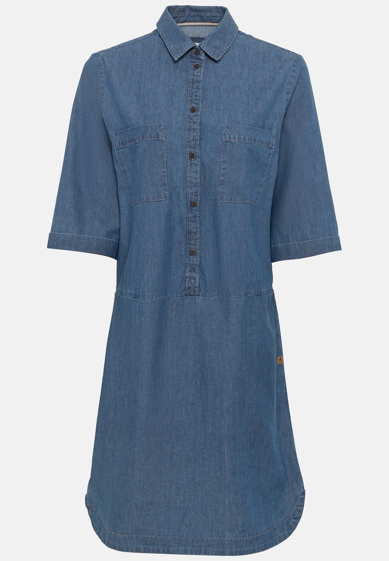 Women Organic Cotton denim dress Blau frontal front