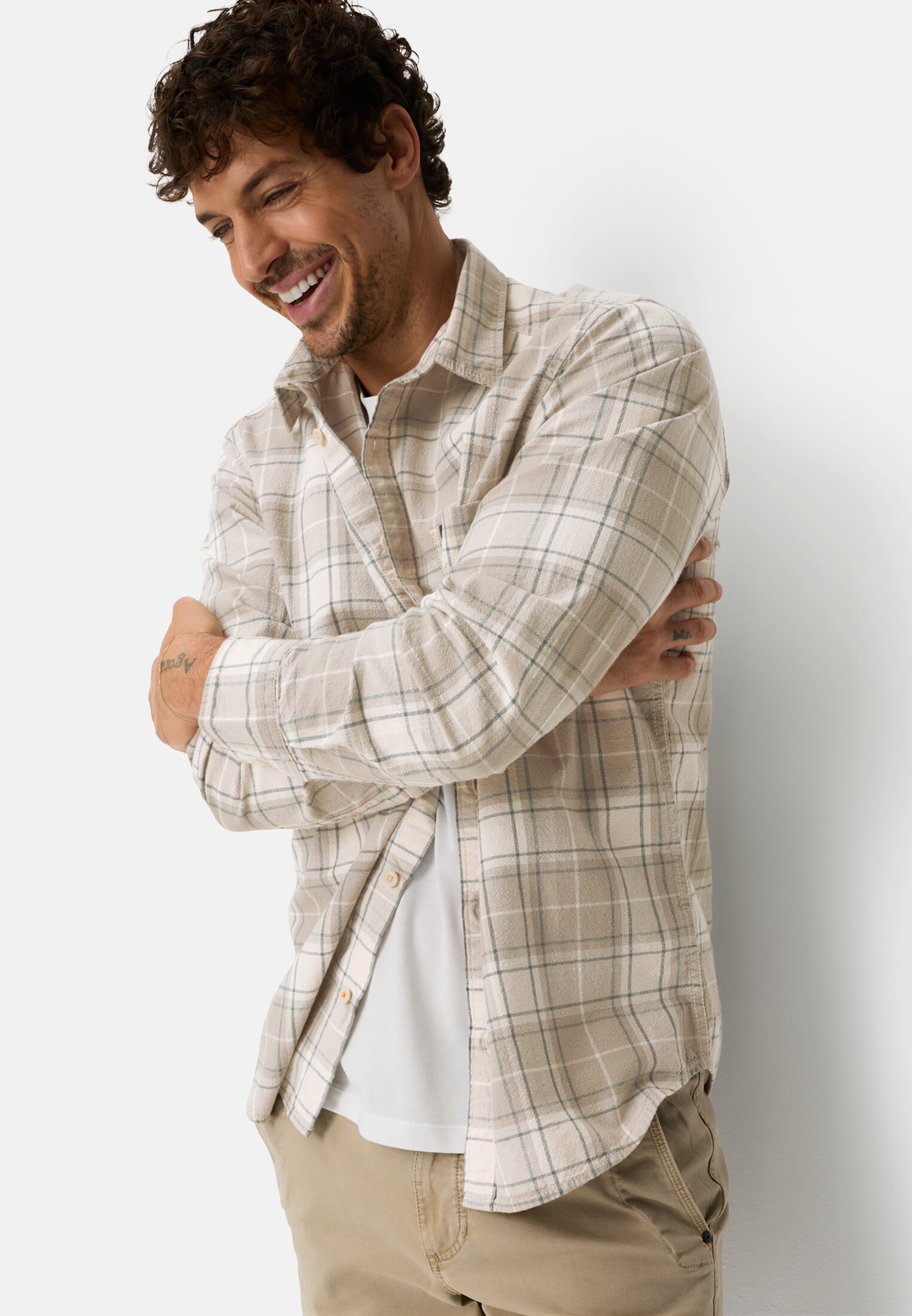 Heren Overhemd met lange mouwen en borstzak Blauw gedragen emotional 