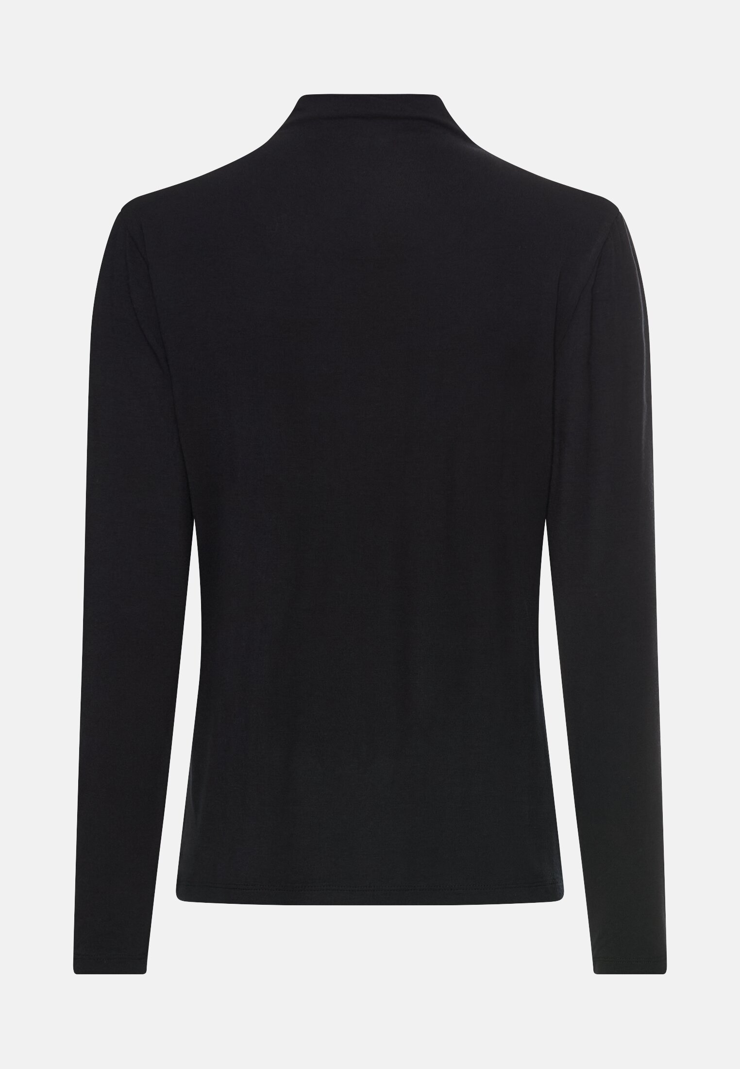 MI_309325-6T63-08_2G-00 Vrouwen Shirt met lange mouwen en opstaande kraag Kaviaar frontaal achter