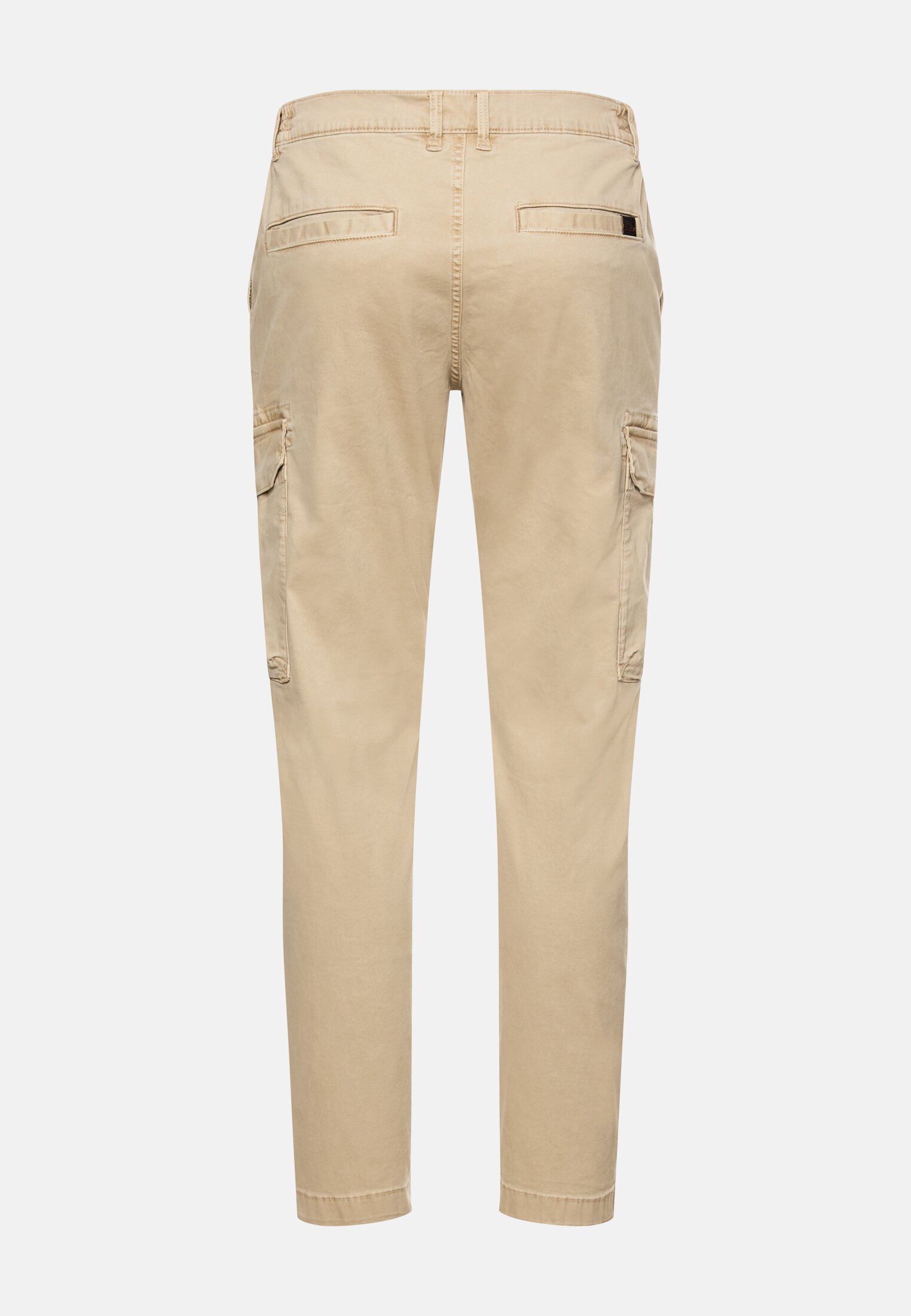 Heren Broek met elastische tailleband Beige frontaal achter