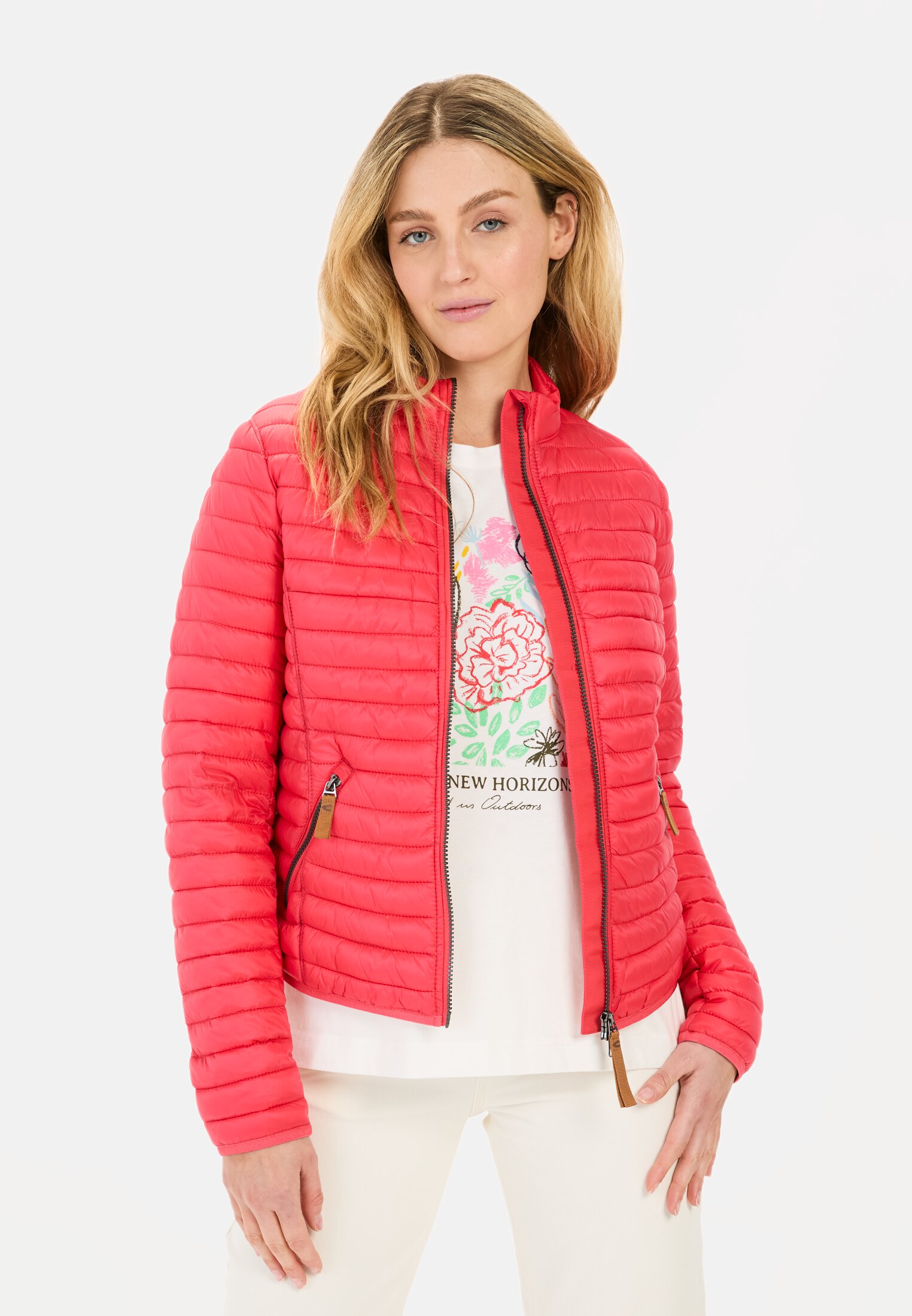 Women Lightweight quilted jacket made from recycled polyamide Teaberry worn front