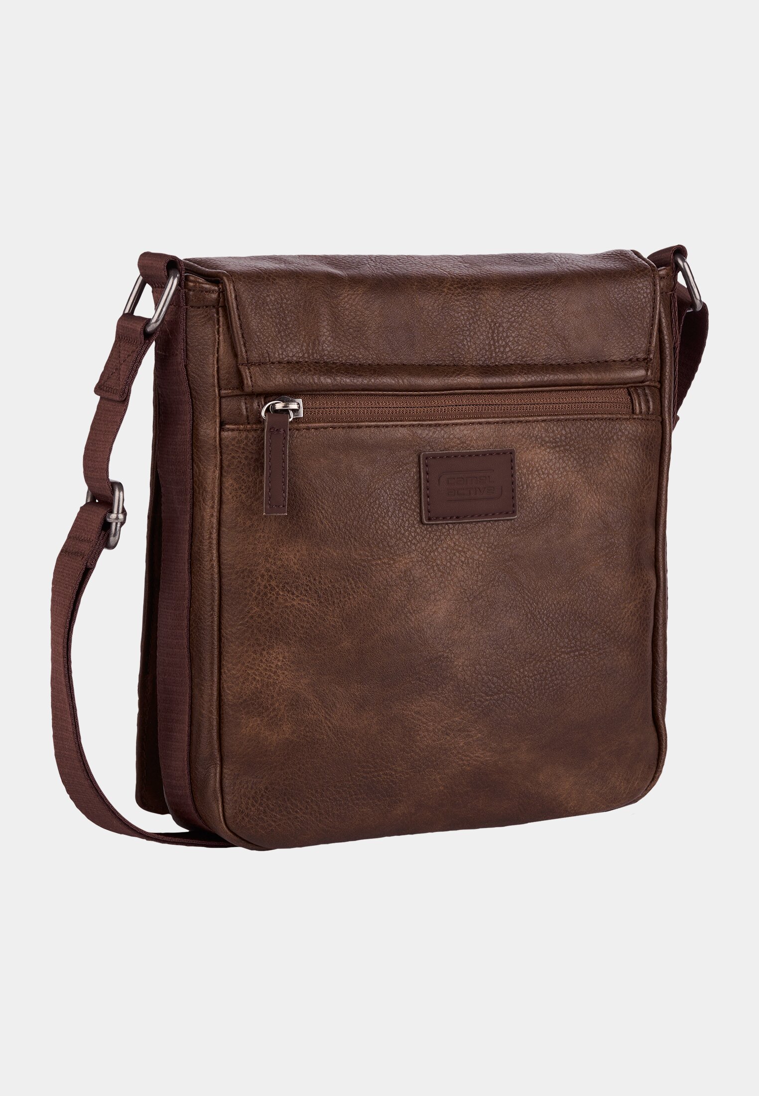 Herren TRACES Umhängetasche mit verstellbarem Schulterriemen Braun frontal hinten