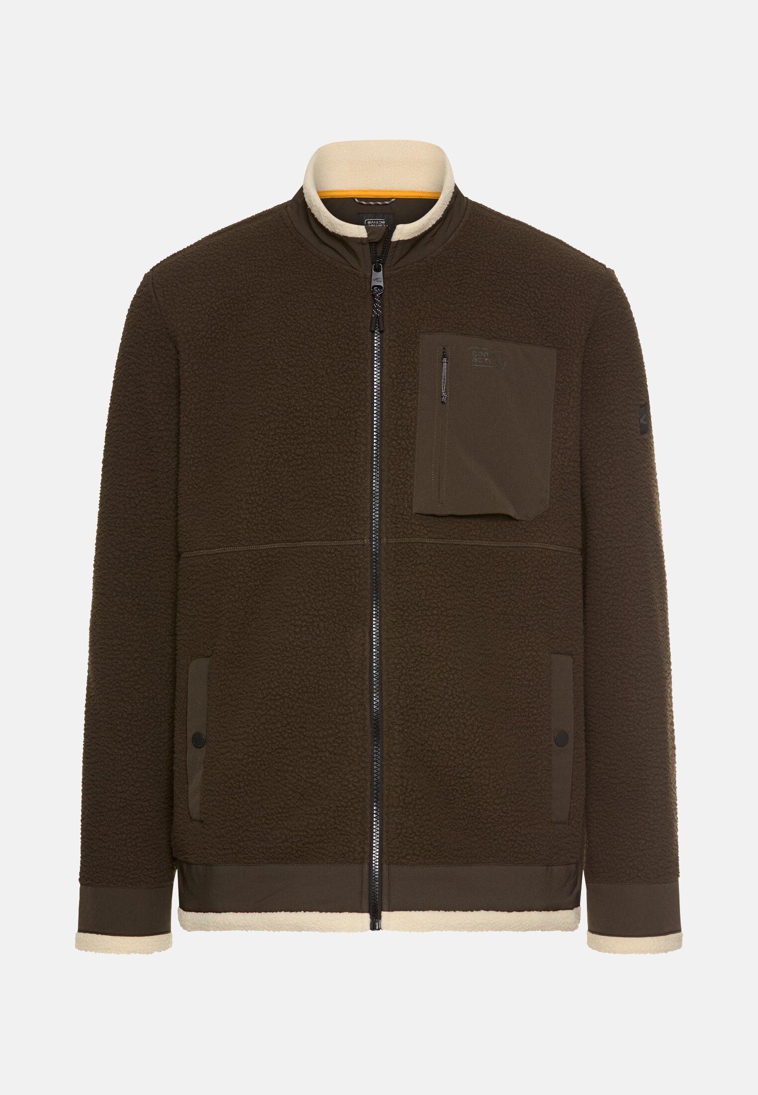 Herren Sweatjacke mit Taschen Dunkelbraun frontal vorn