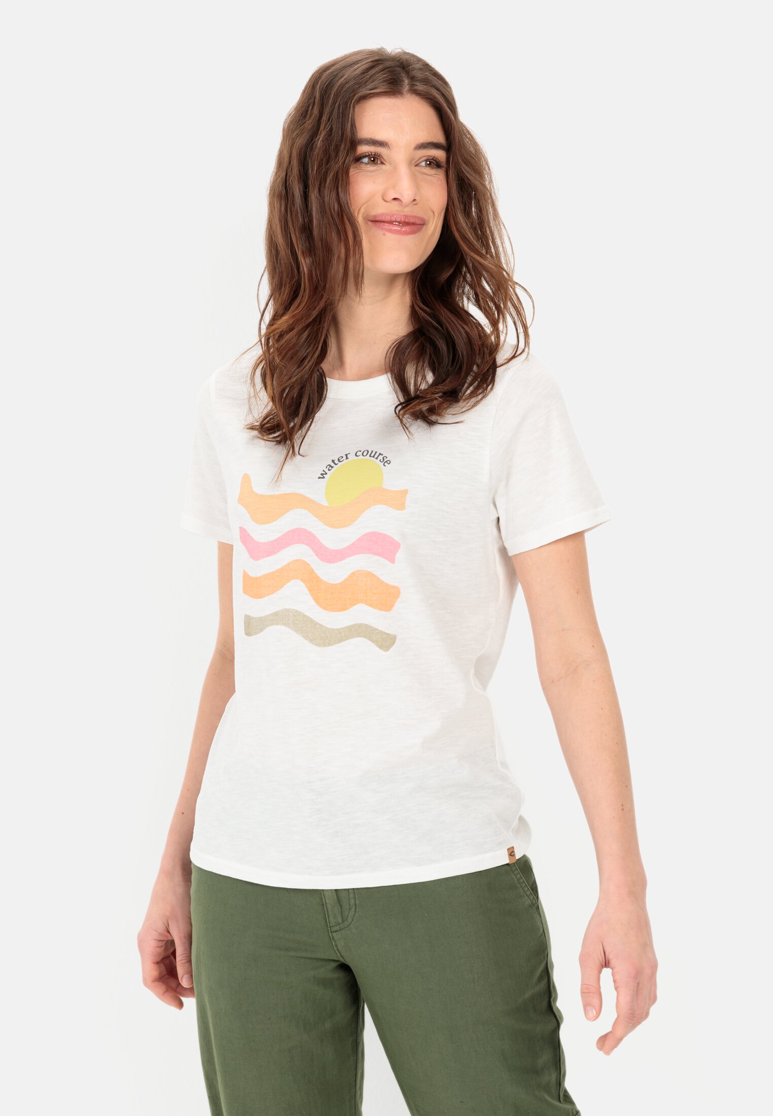 Women Short-sleeve T-shirt made from sustainable organic cotton Multicolour worn front