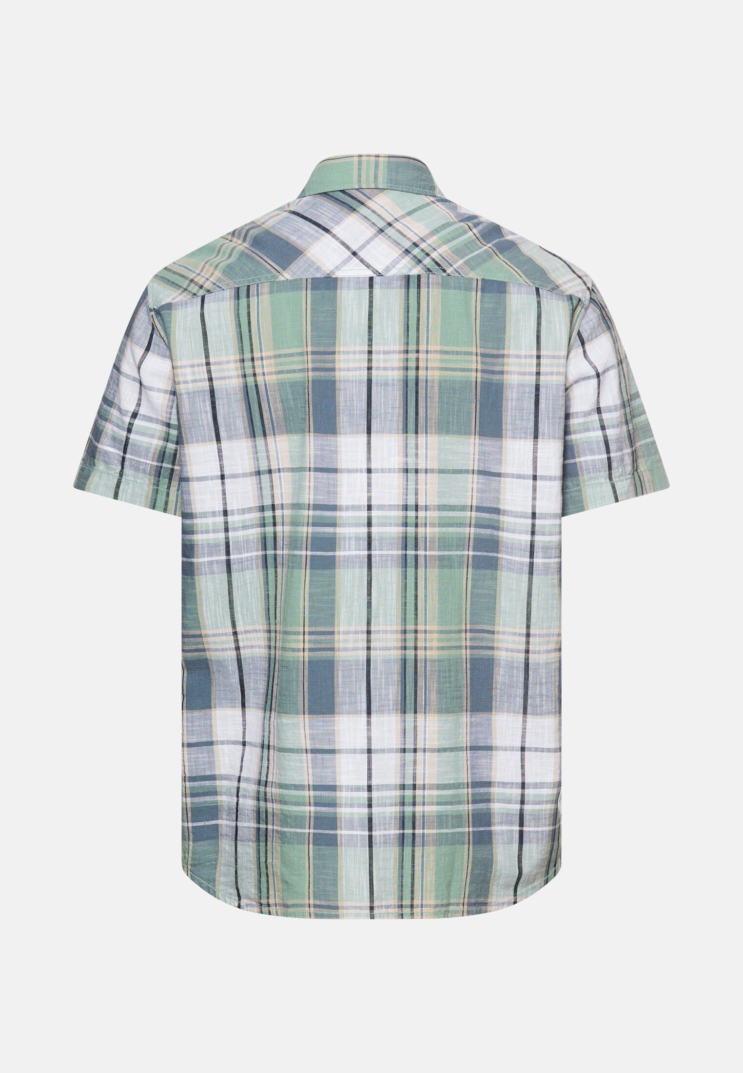 Men Check shirt made from 100% cotton Turquoise frontal back