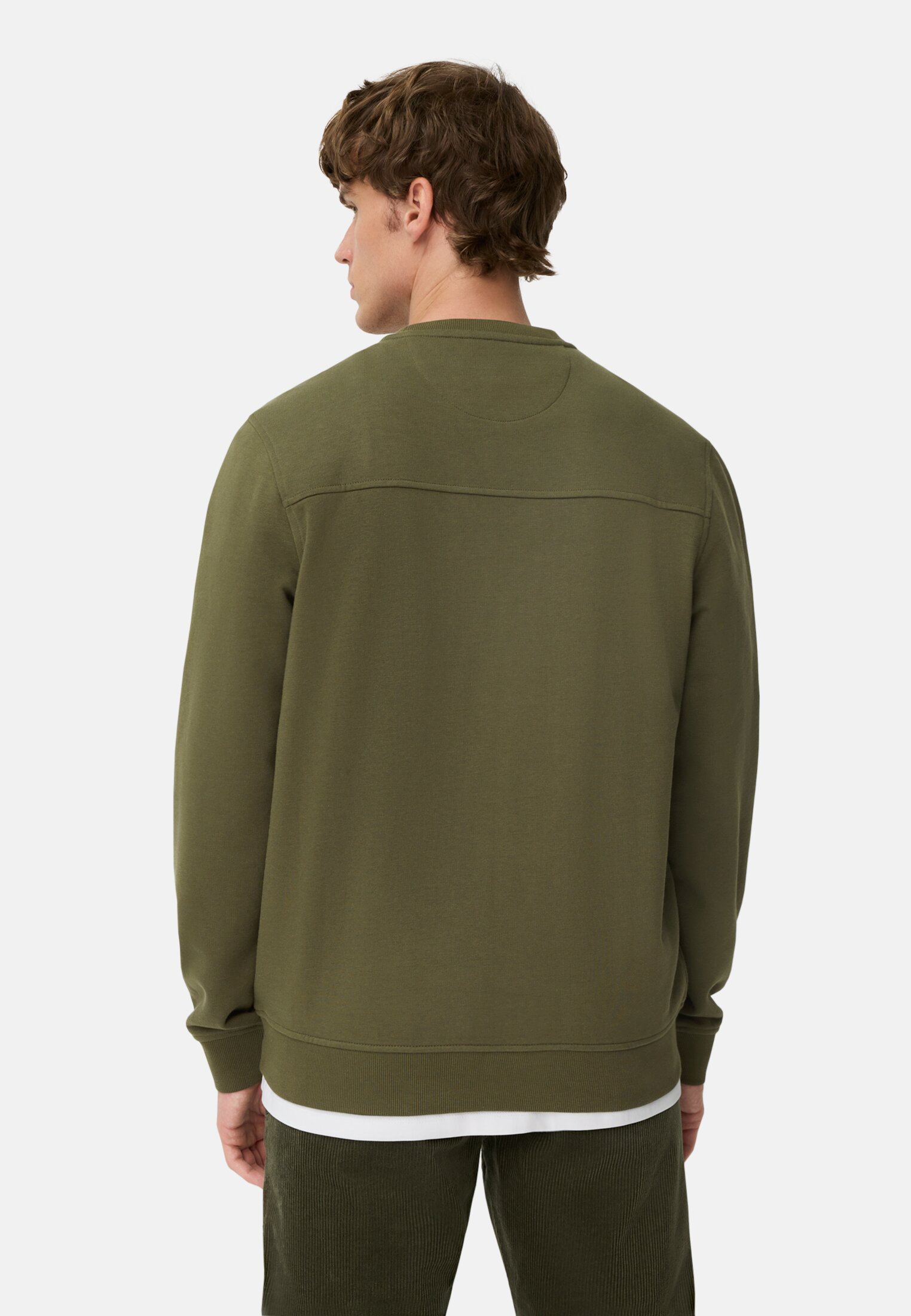 Heren Sweatshirt van katoenmix Bosgroen gedragen achter