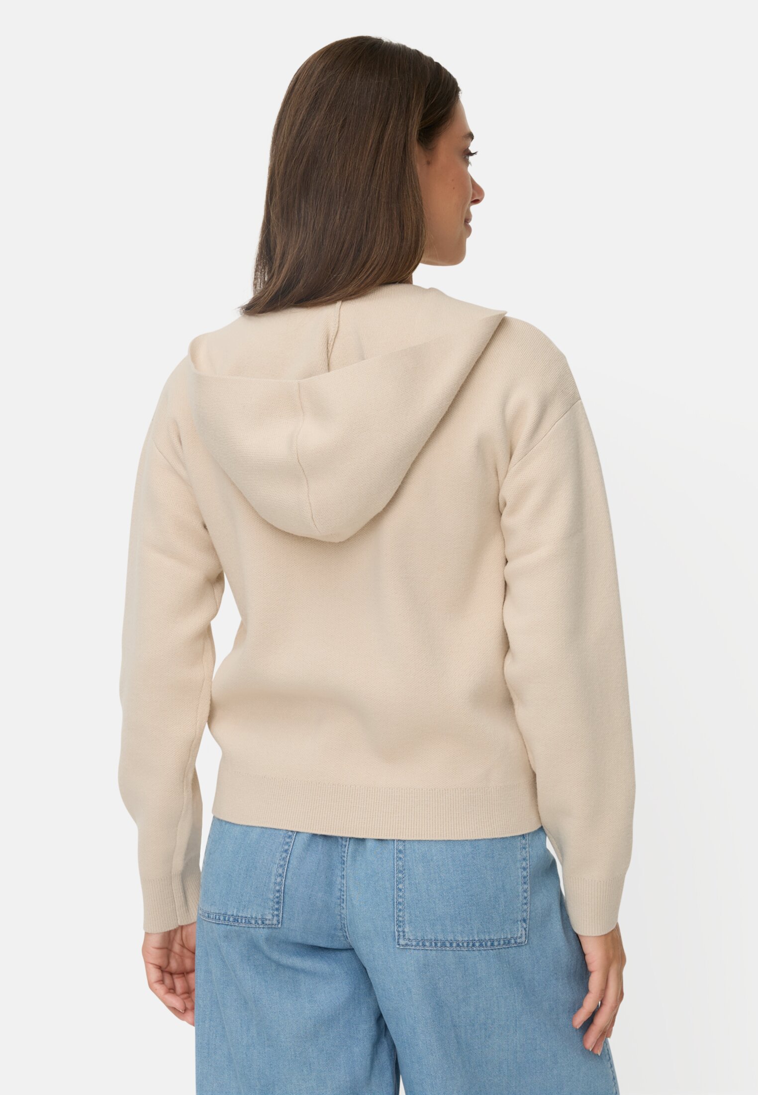 Vrouwen Vest met capuchon Beige gedragen achter