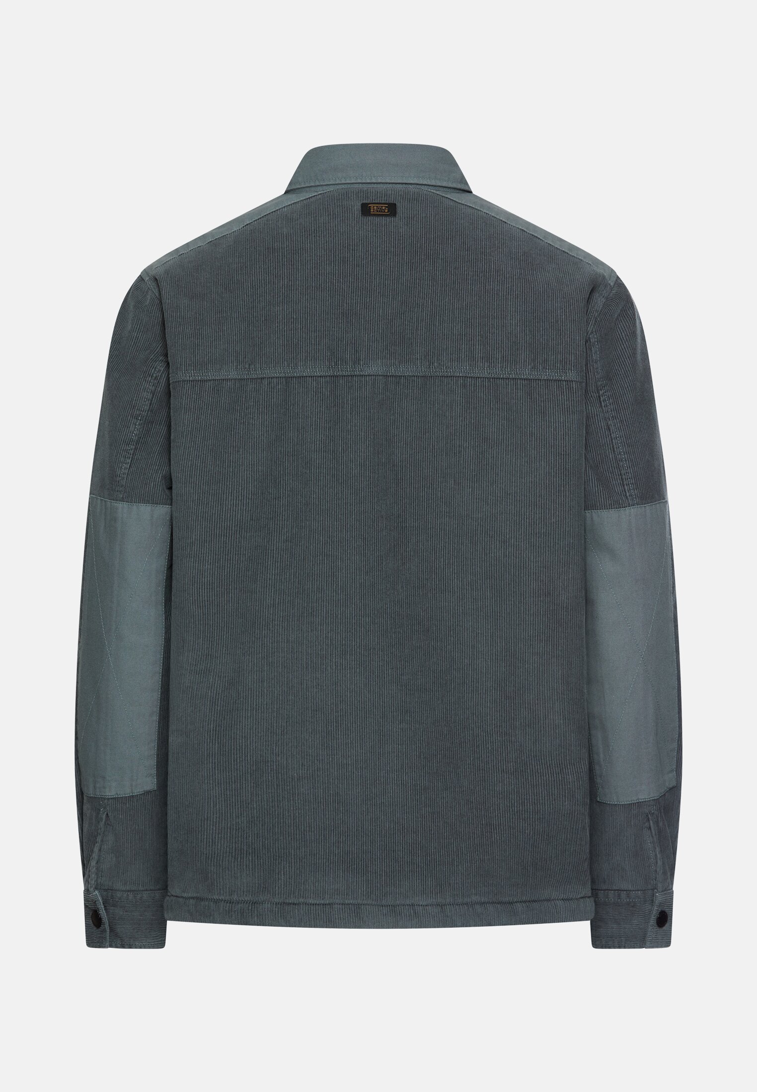 Men Cord overshirt with teddy fleece Ink blue frontal back