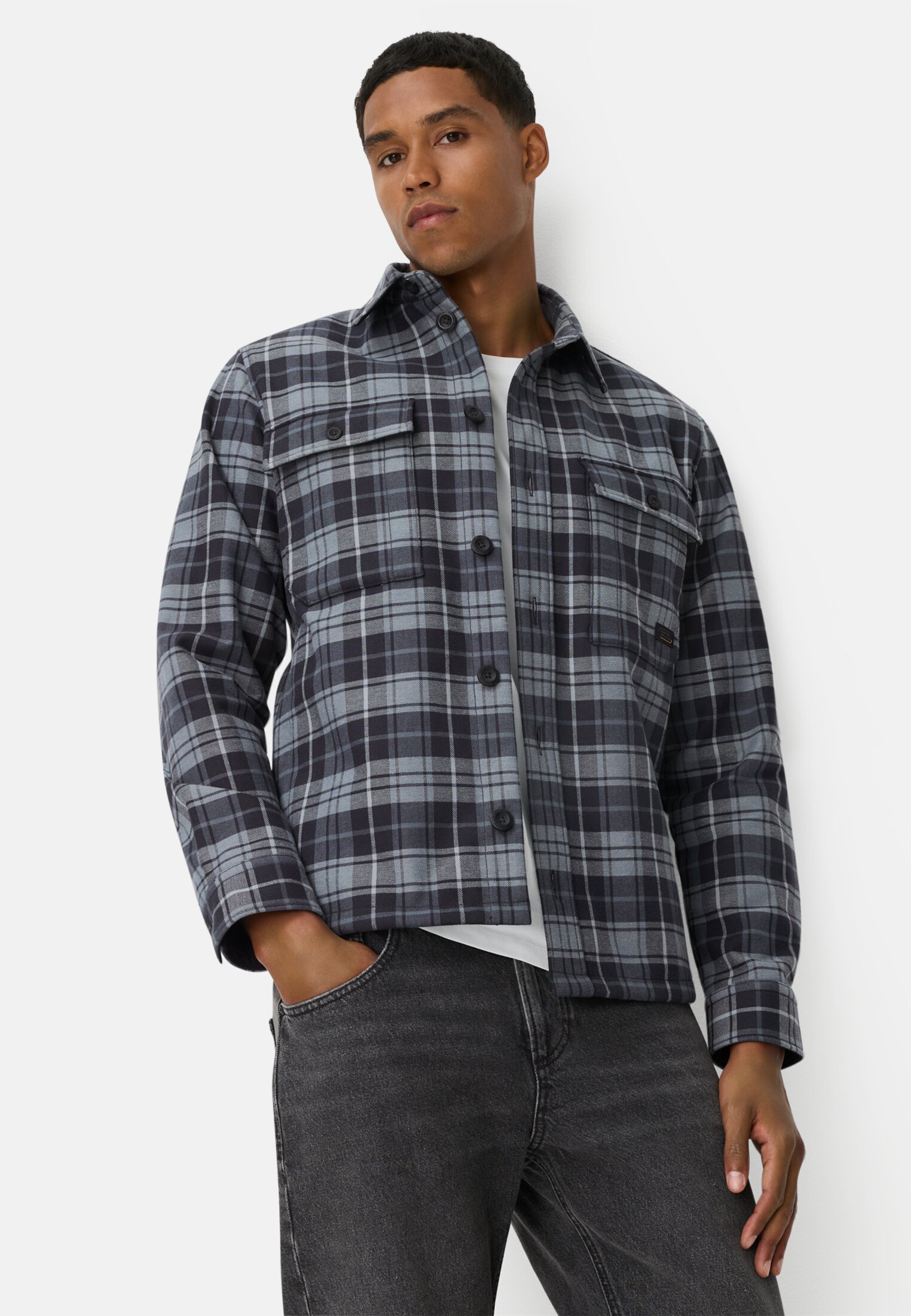Heren Overshirt van puur katoen Marineblauw gedragen emotional 