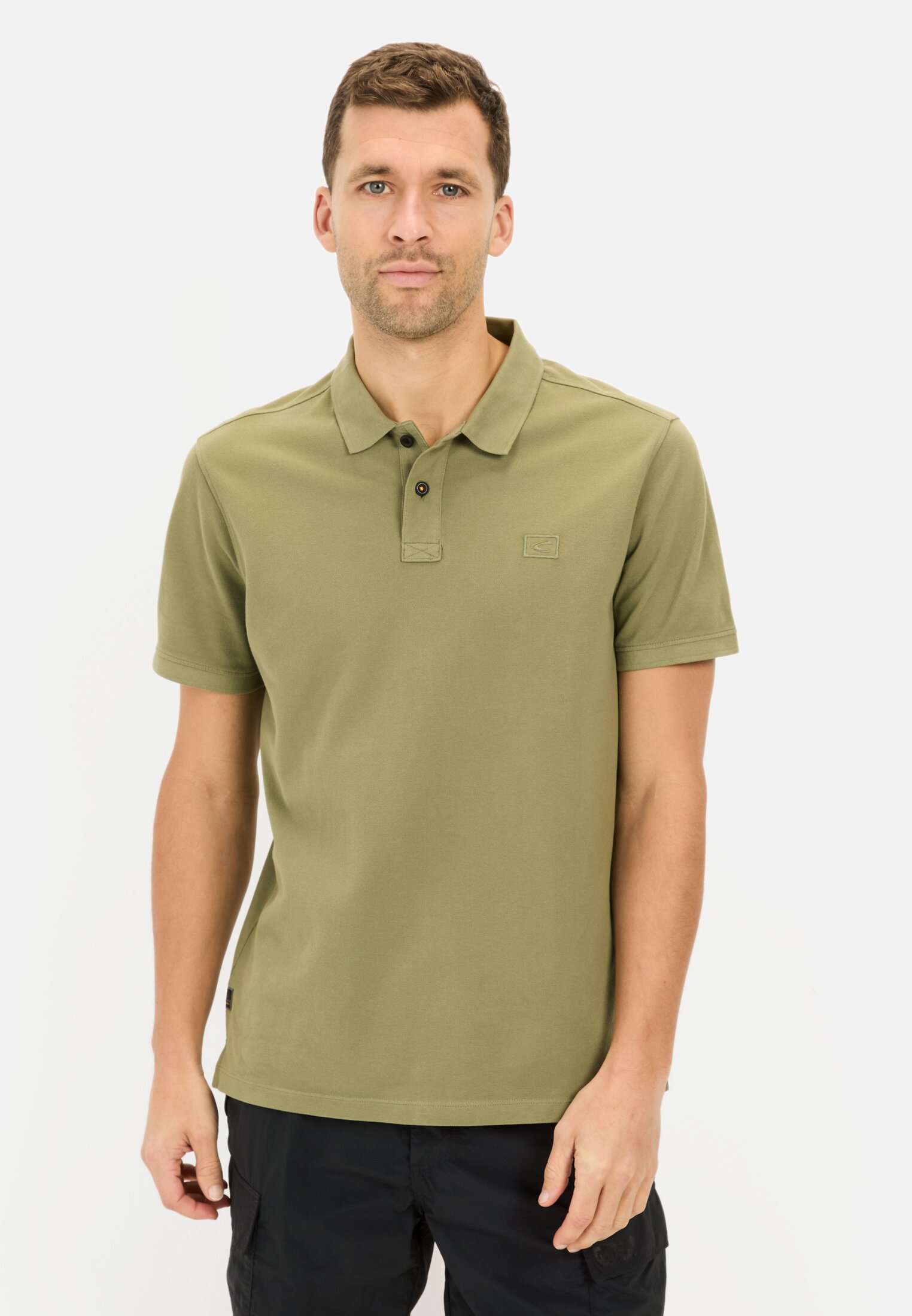 Men Short-sleeve polo shirt made of cotton Dark Green worn front