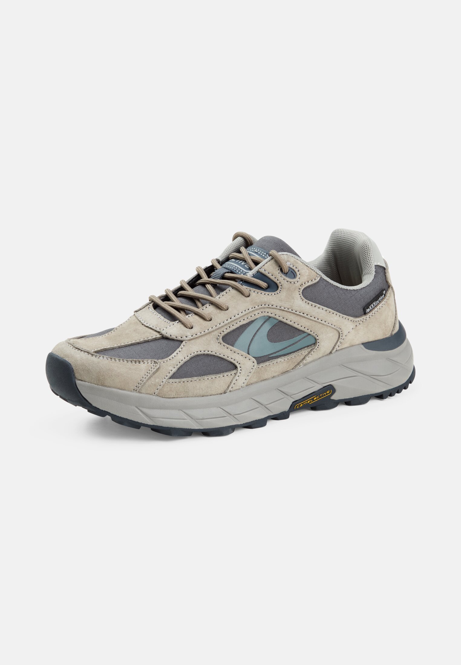 Men Sneakers made of nubuck leather stone-blue frontal back