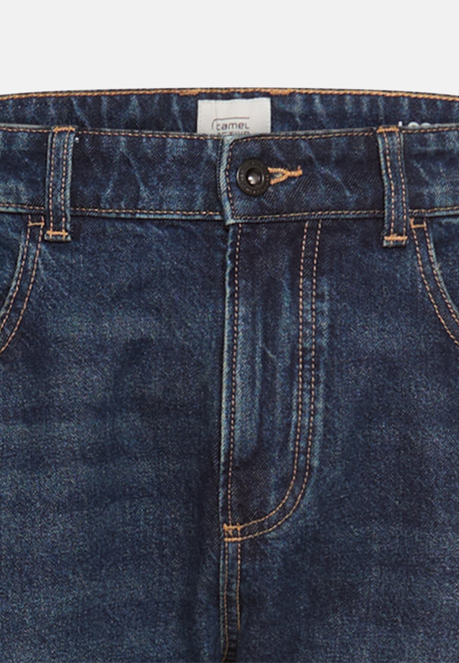 Herren 5-Pkt Loose Fit Jeans aus reiner Baumwolle Dunkelblau vorne nah