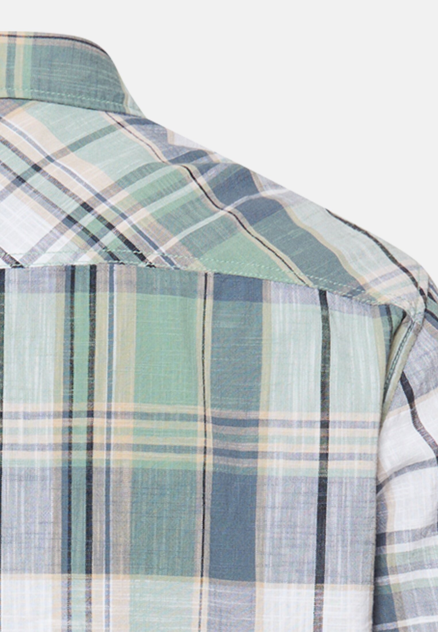 Men Check shirt made from 100% cotton Turquoise close back