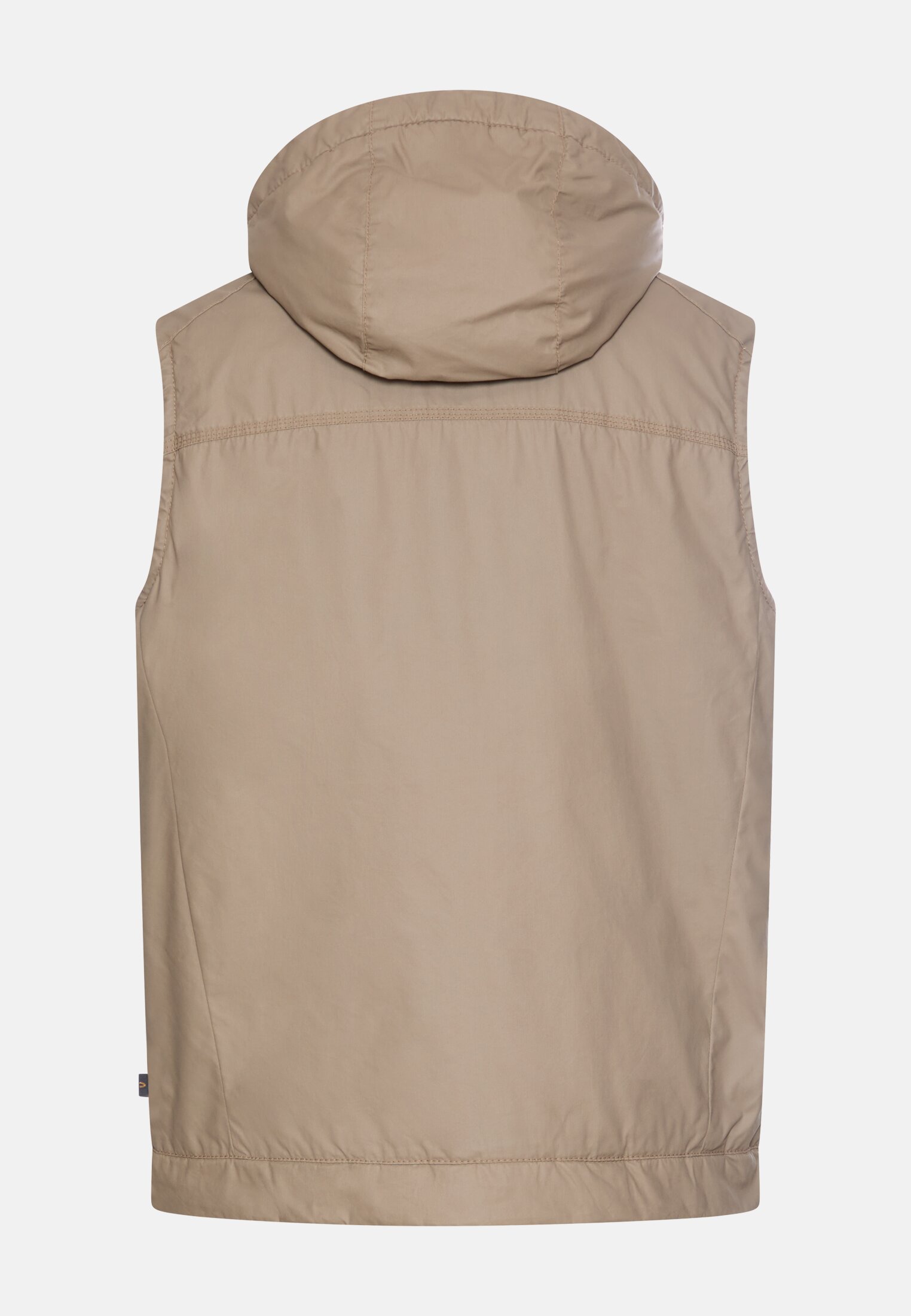 Heren Gewatteerd gilet met afneembare capuchon Beige frontaal achter
