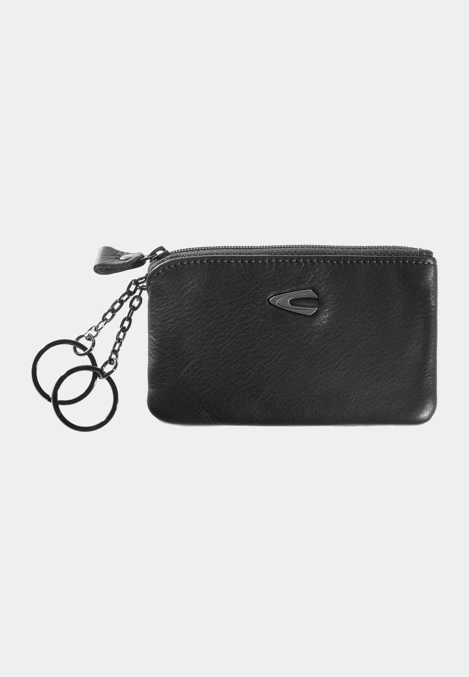 Men Key pouch made from genuine cowhide leather Black front close
