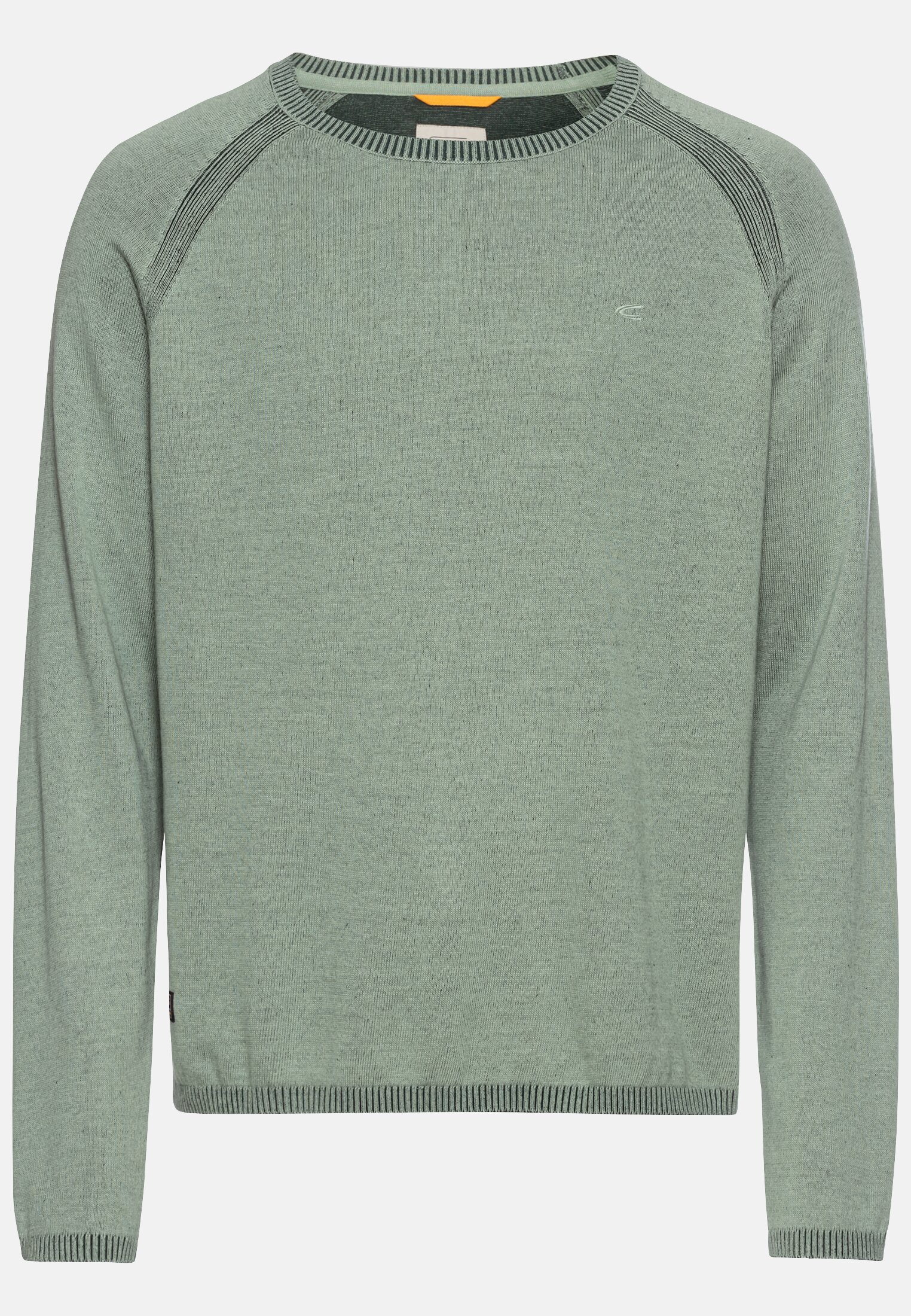 Herren Rundhals Pullover aus reiner Baumwolle Seegras frontal vorn