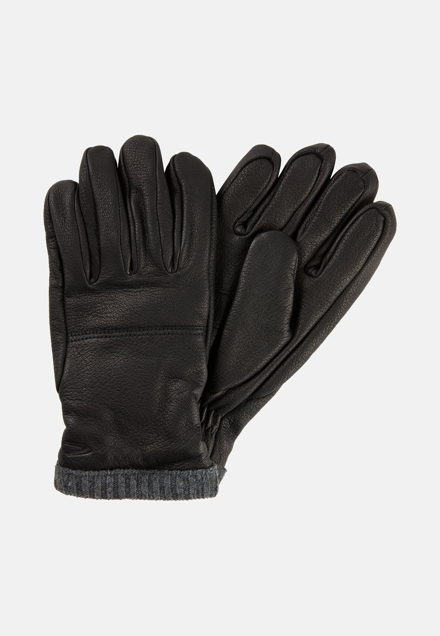 Herren Lederhandschuhe mit elastischen Bündchen und wärmendem Futter Schwarz frontal vorn