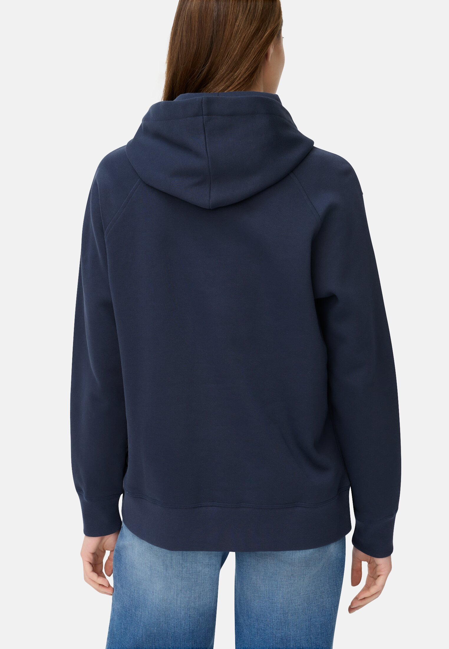 Women Hoodie made of pure cotton Midnight Blue worn back