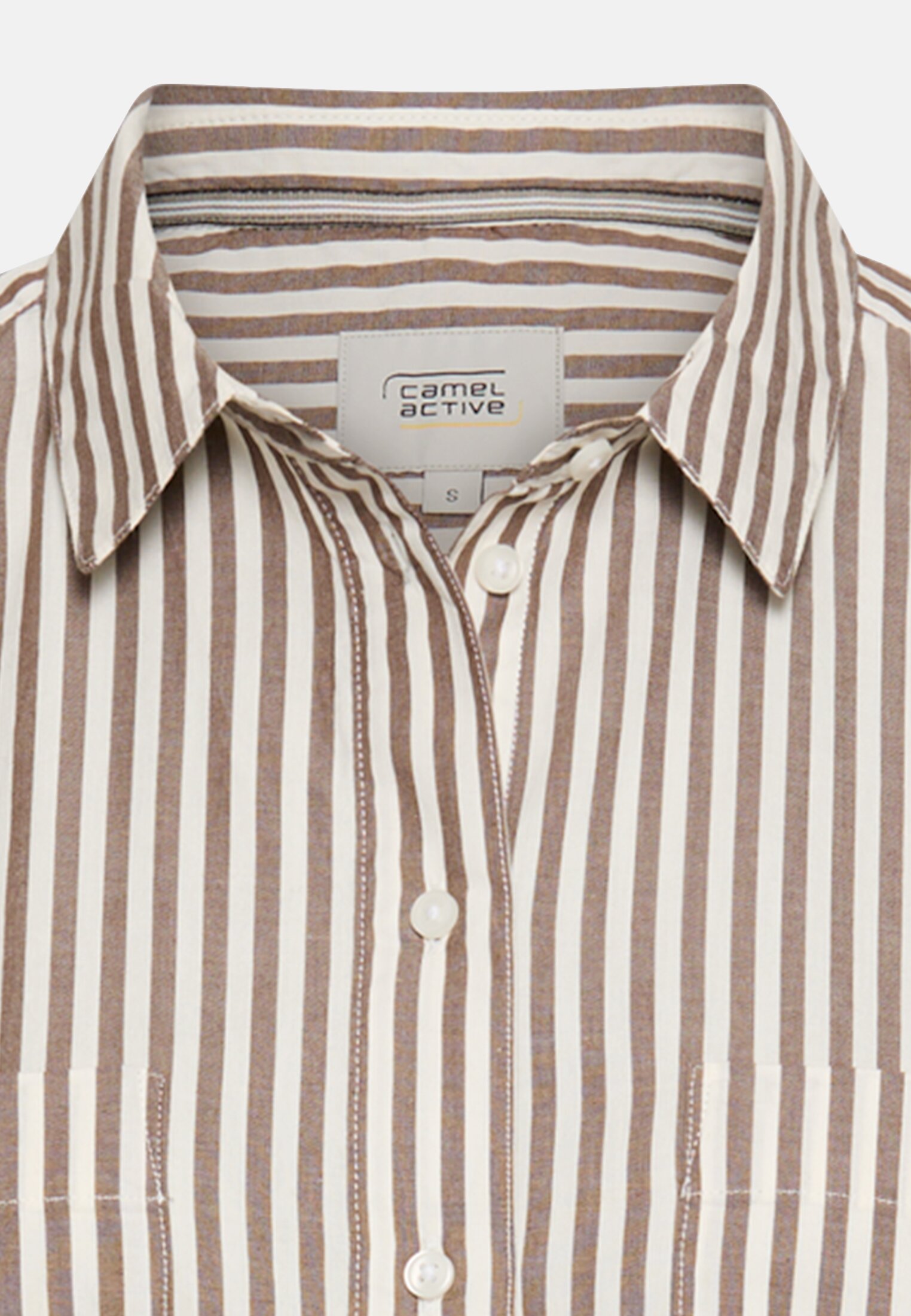 Women Cotton blouse with button placket Brown front close