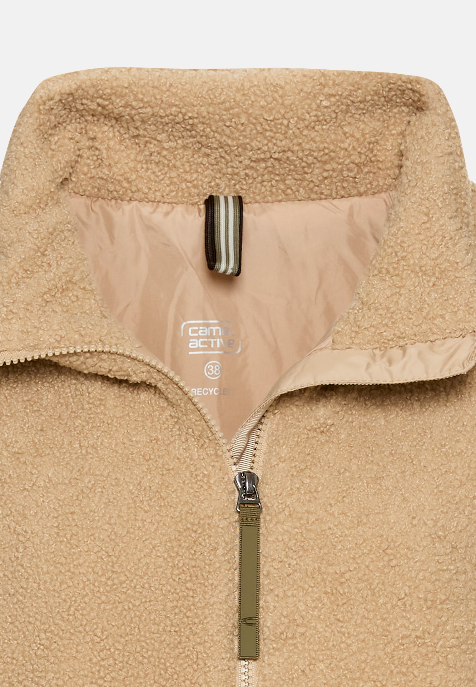 Women Jacket with stand-up collar and 2-way zipper Cashmere front close