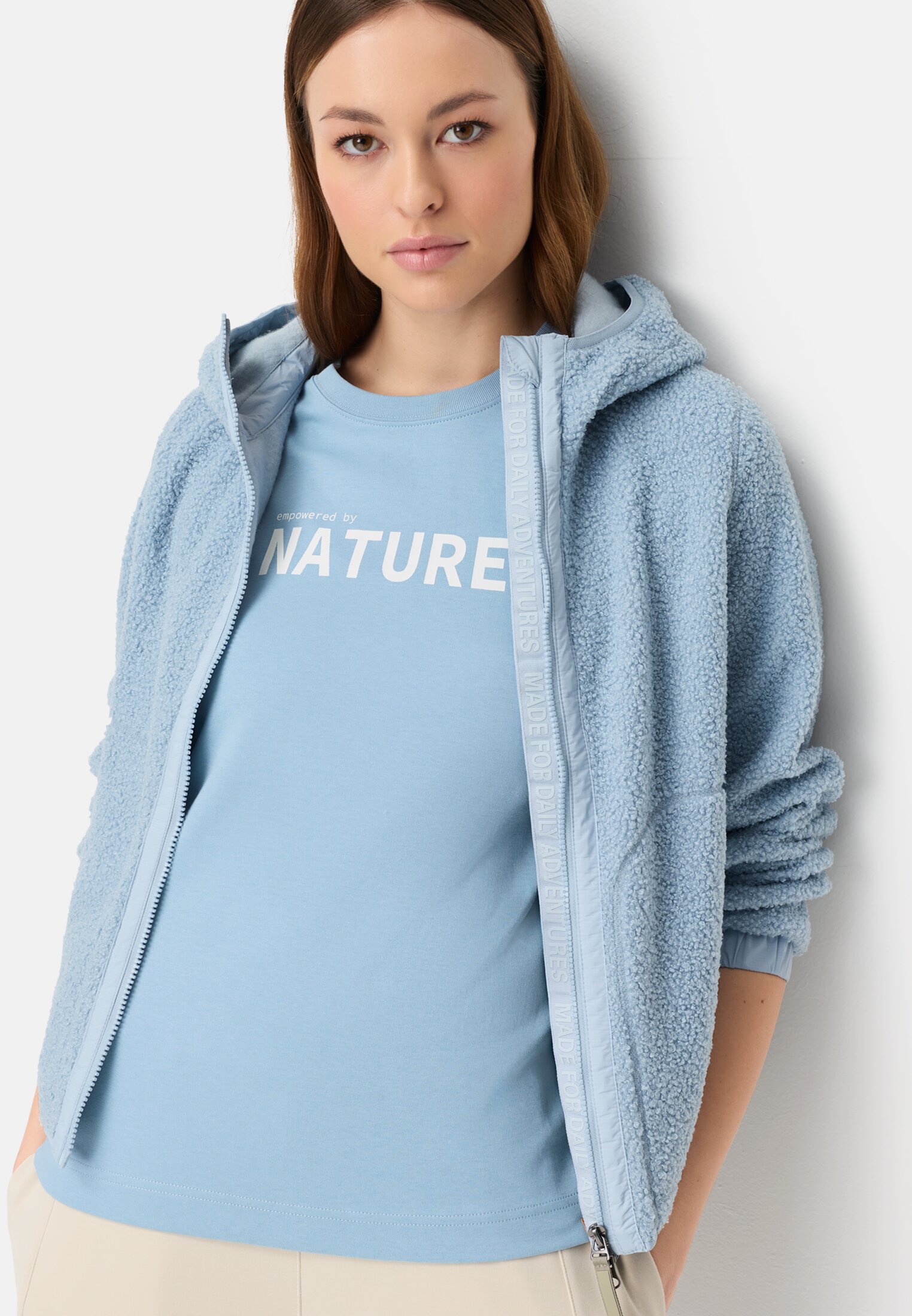 Vrouwen T-shirt van puur katoen Lichtblauw gedragen emotional 