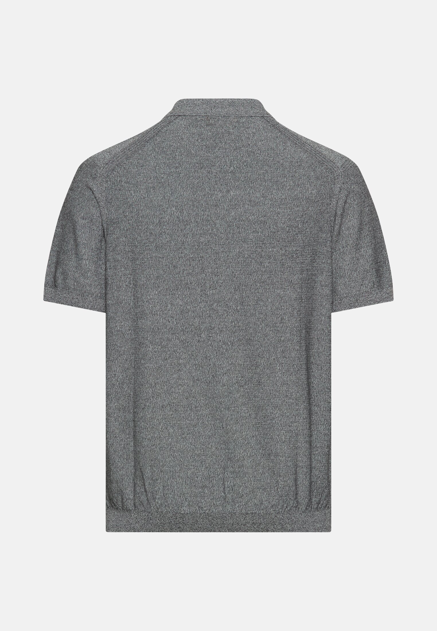 Herren Meliertes Kurzarm Poloshirt aus Baumwolle Dunkelblau frontal hinten