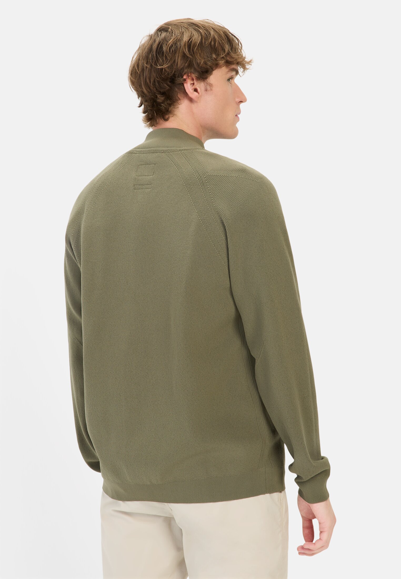 Men Knit jacket made from breathable polyester Dark Green worn back
