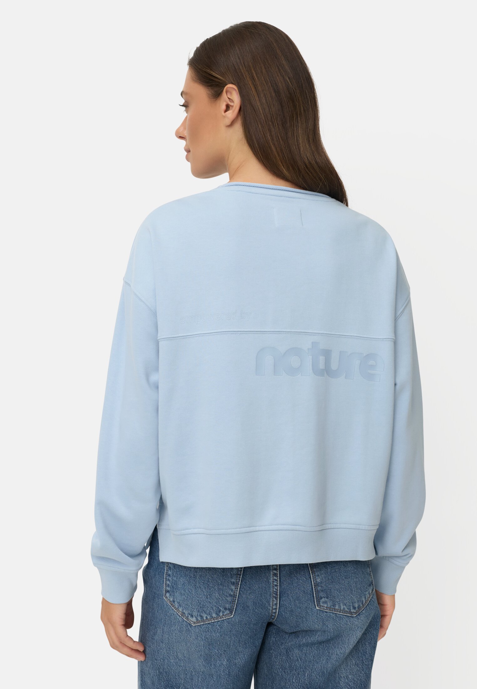 Vrouwen Sweatshirt van katoenmix Lichtblauw gedragen achter
