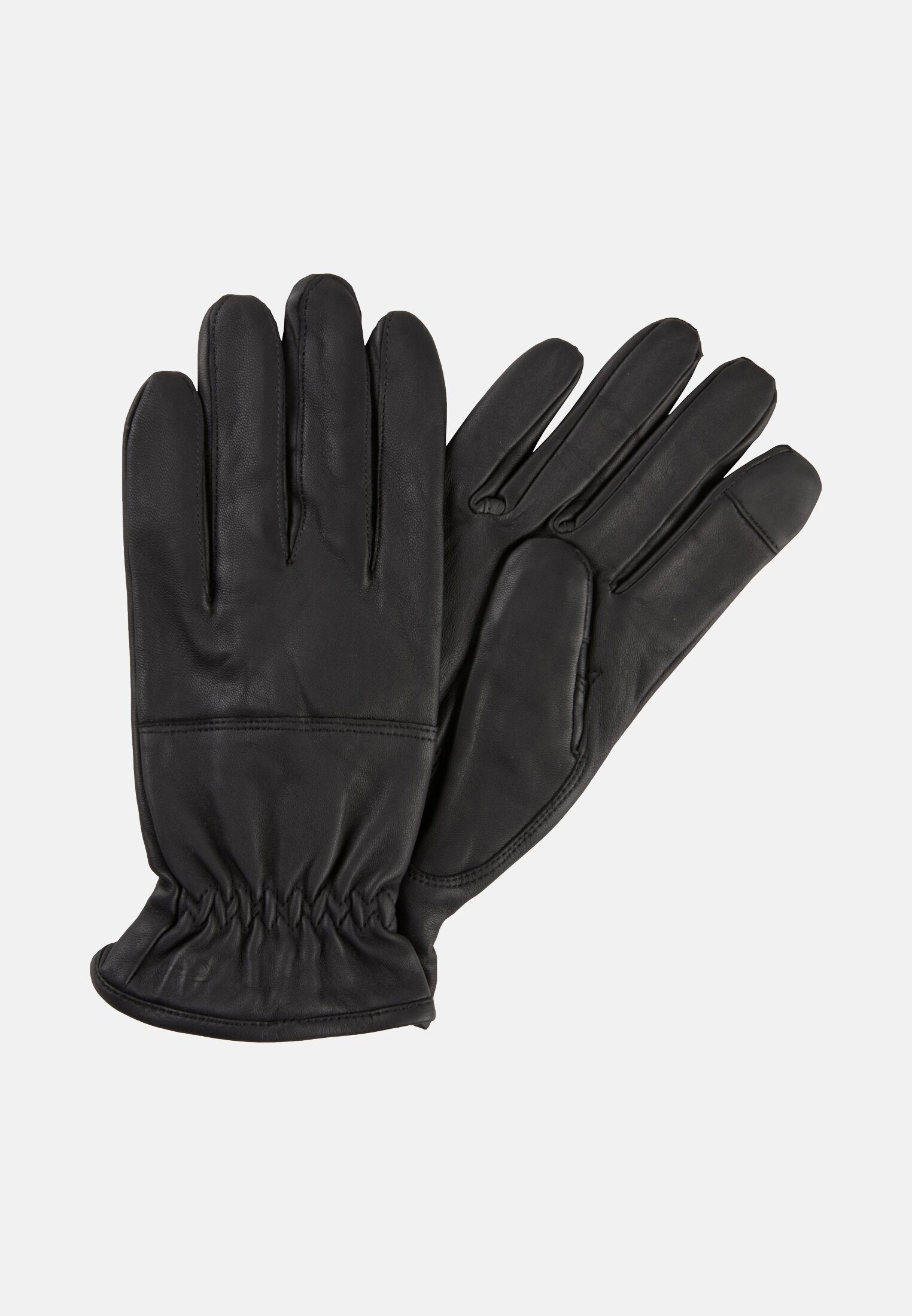 Herren Lederhandschuhe mit elastischen Bündchen und wärmendem Futter Schwarz frontal vorn