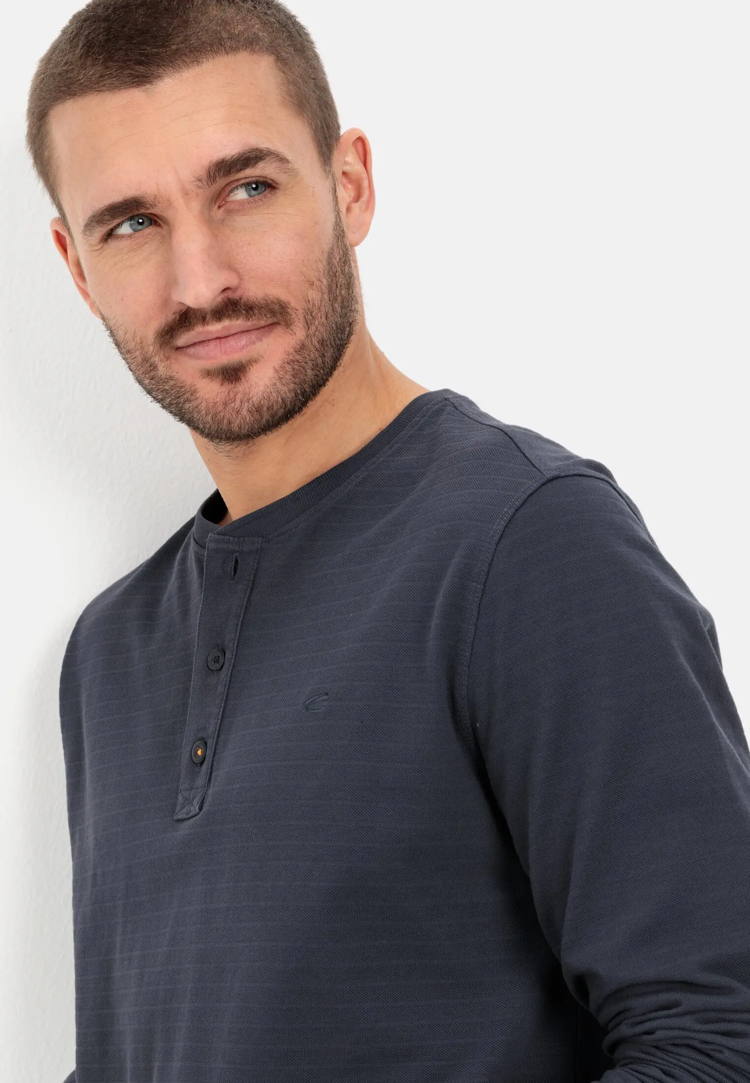 Henley Langarmshirt für Herren in Dunkelblau | M