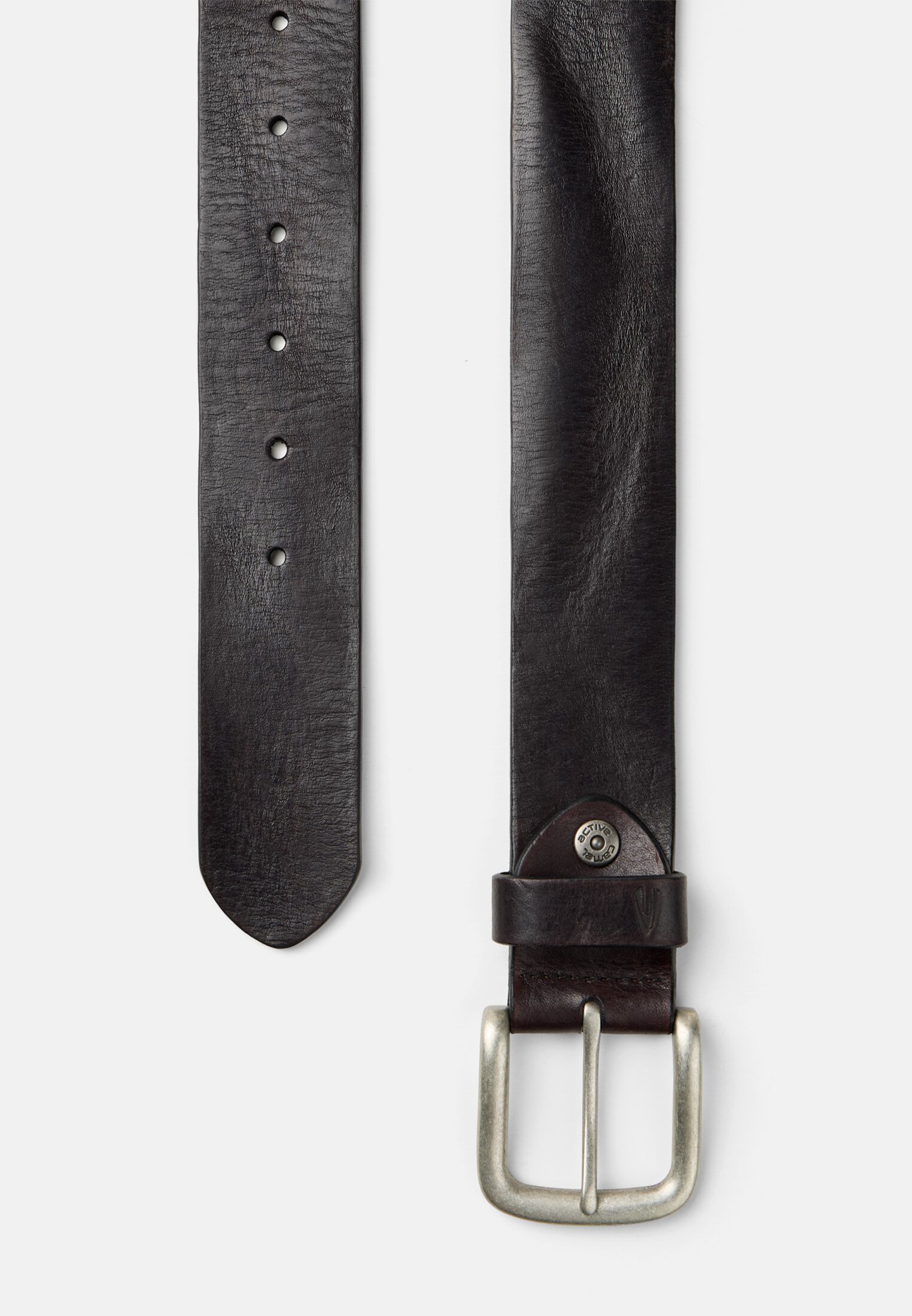 Men Leather belt with adjustable details Black frontal back