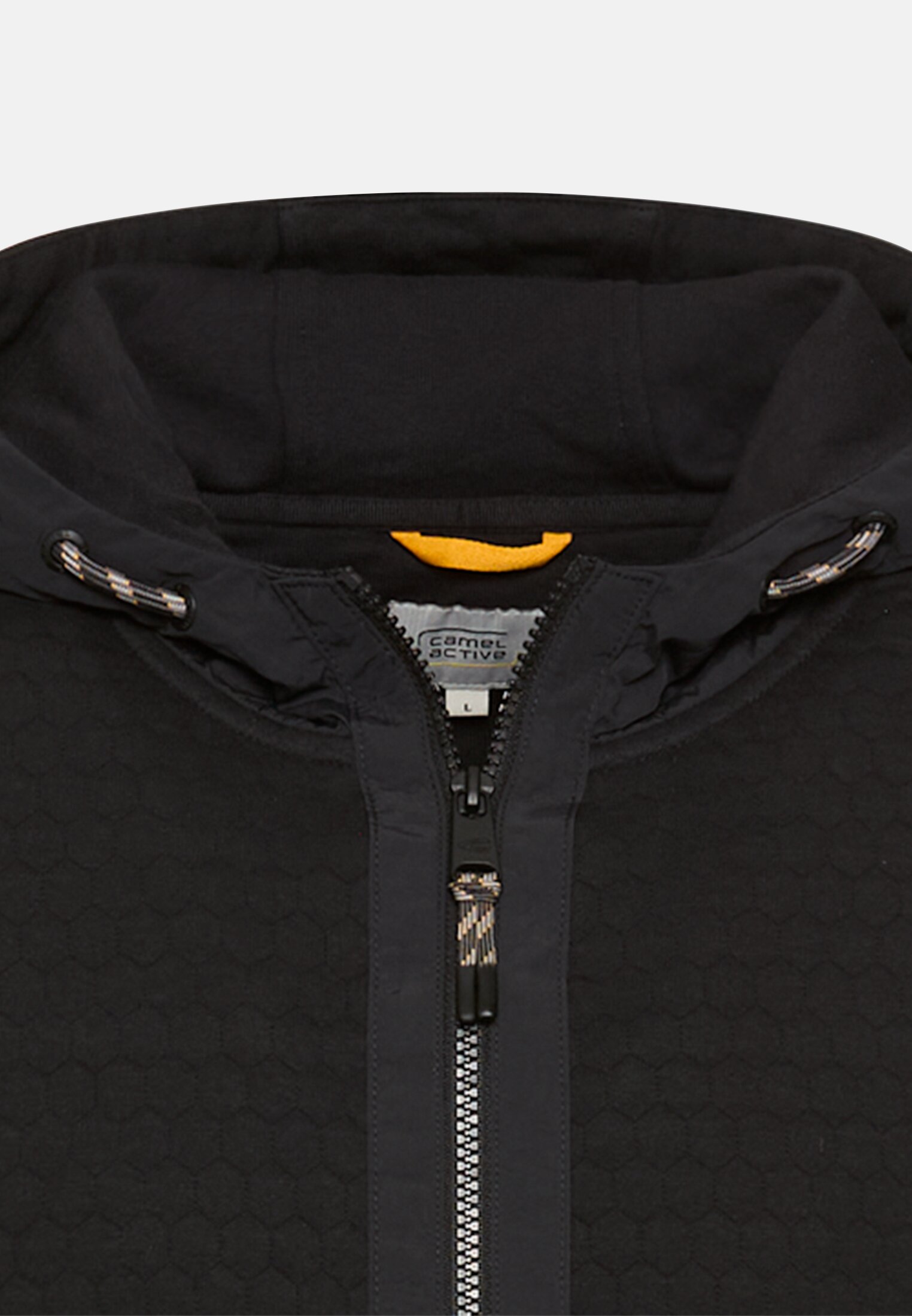 Herren Sweatjacke mit Kapuze Schwarz vorne nah
