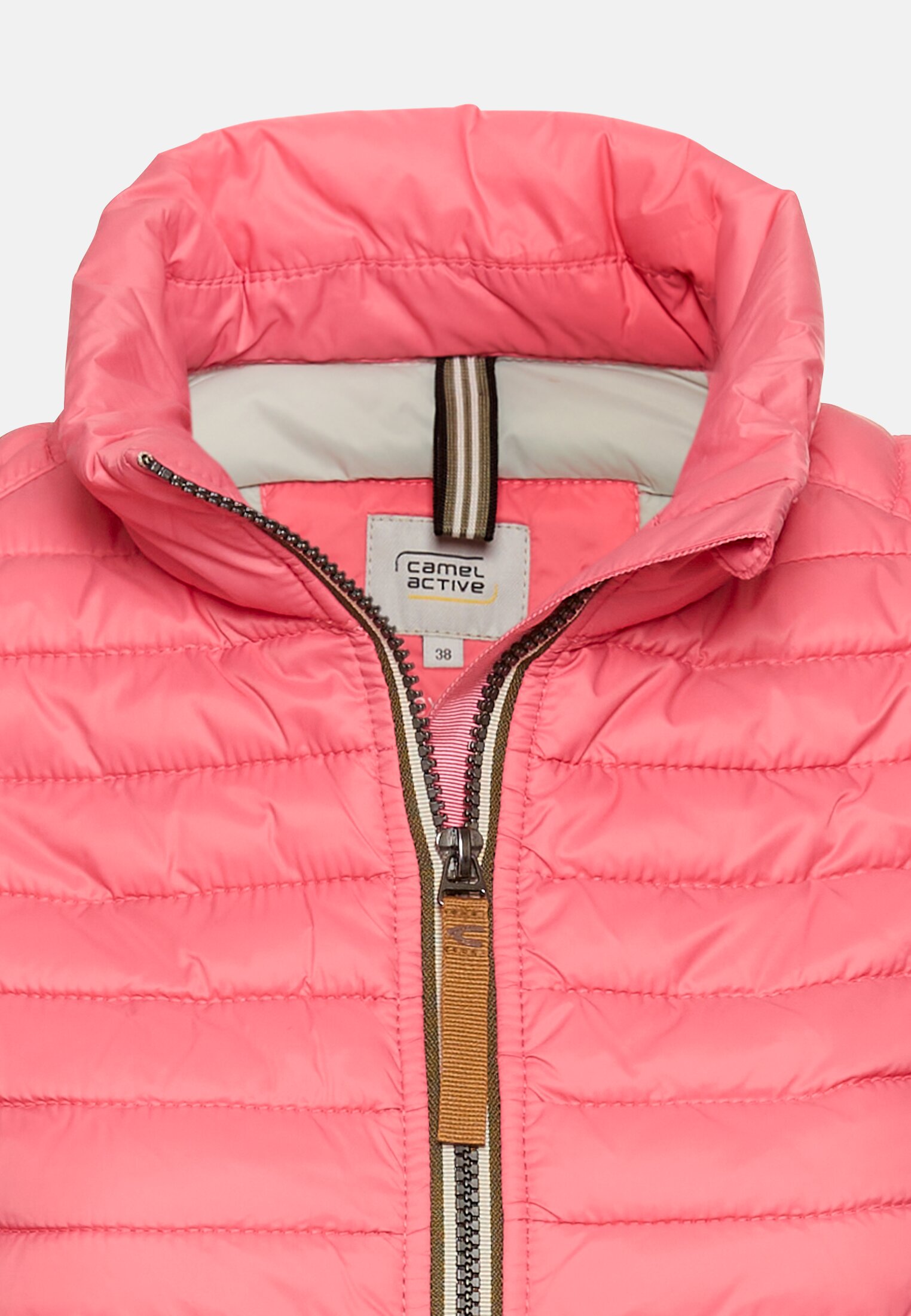 Damen Steppweste mit reflektierenden Details Pink vorne nah