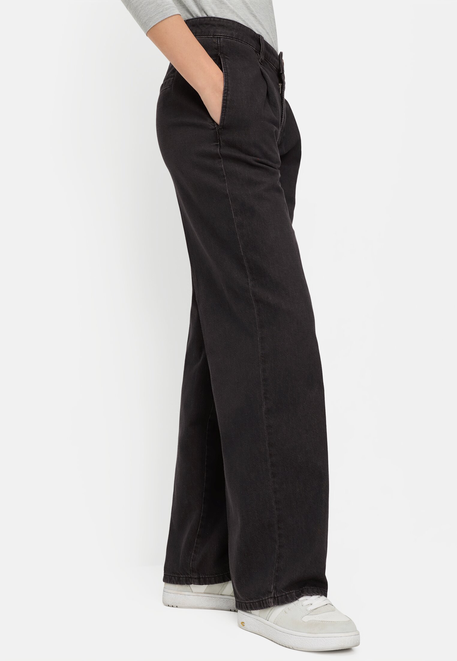 Vrouwen Denim chino met vijf zakken Kaviaar gedragen emotional 