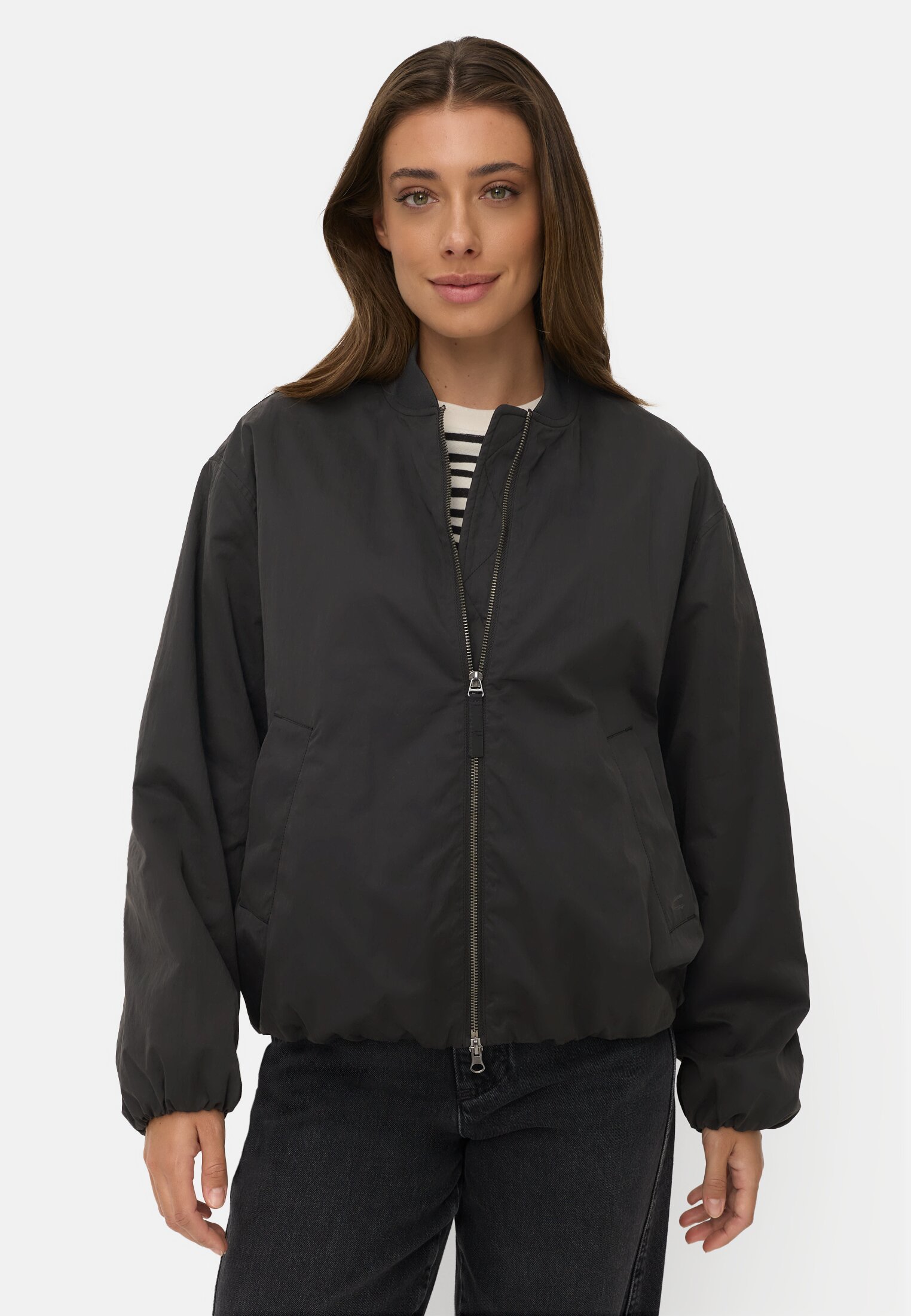 Women Padded bomber jacket in oversized fit Black worn front